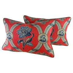 Brunschwig & Fils French country cotton lumbar pillows/ a pair