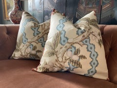 Brunschwig & Fils "Josselin" - Rust and Blue Pillows- A 22' Pair