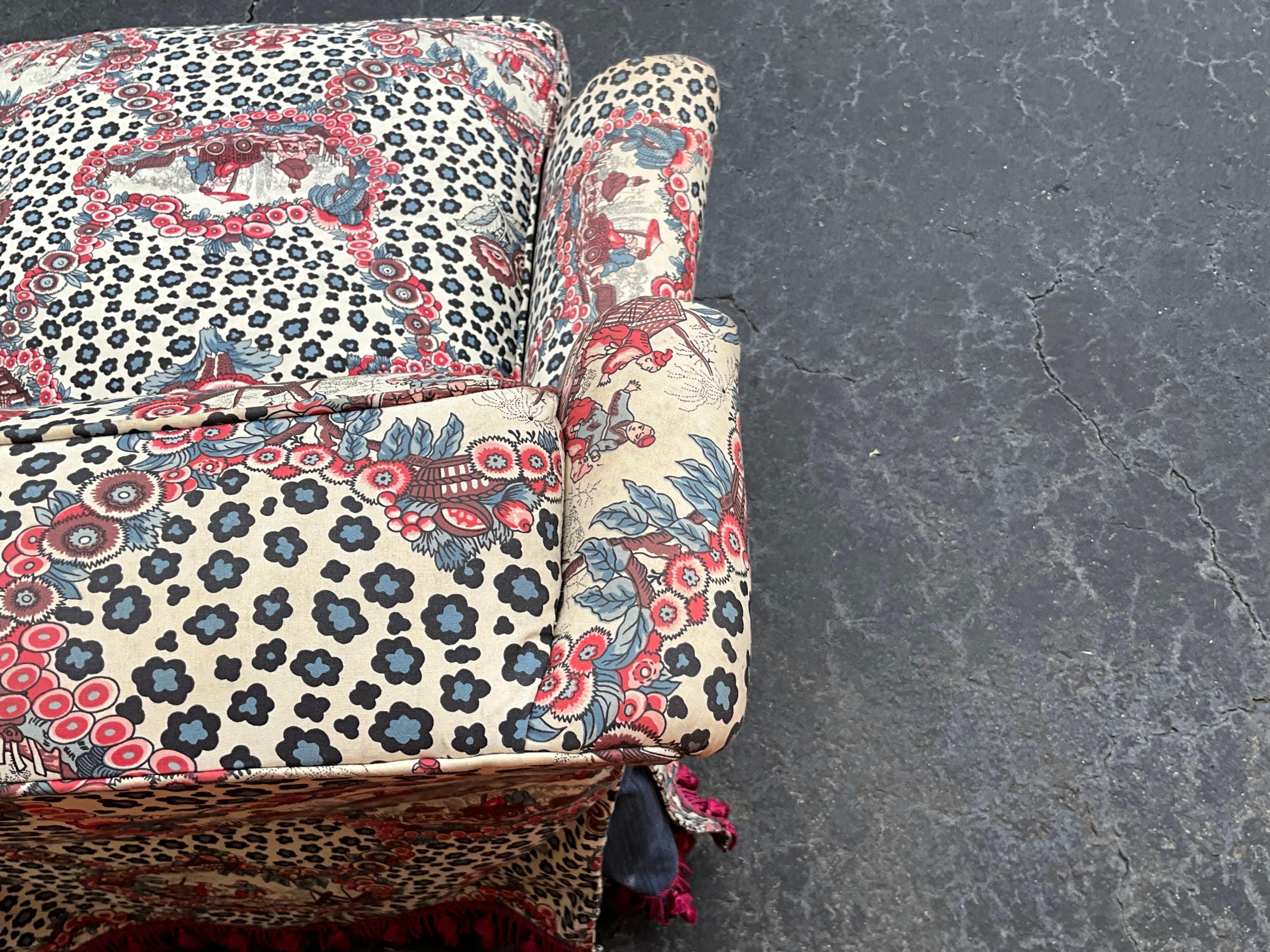 Brunschwig & Fils Leopard Chinoiserie On 1930s Wingback Chair W/ Down Cushion 1