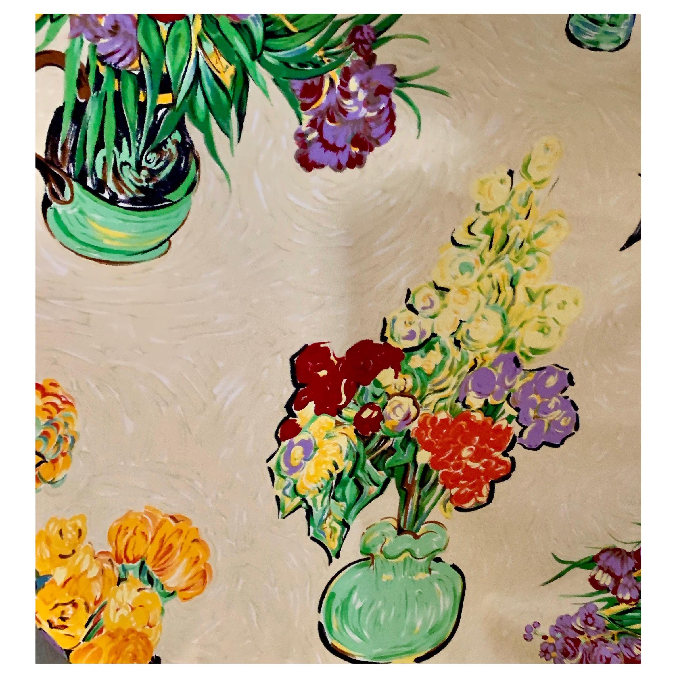 Brunschwig & Fils Les Bouquets Cotton Floral Cream Textile Fabric 1990 Van Gogh