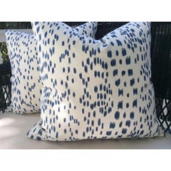 Brunschwig & Fils "Les Touches" in Blue/Cream 22" Down-Filled Pillows - a Pair