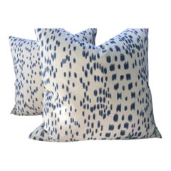 Brunschwig & Fils "Les Touches" in Blue/Cream 22" Down-Filled Pillows - a Pair