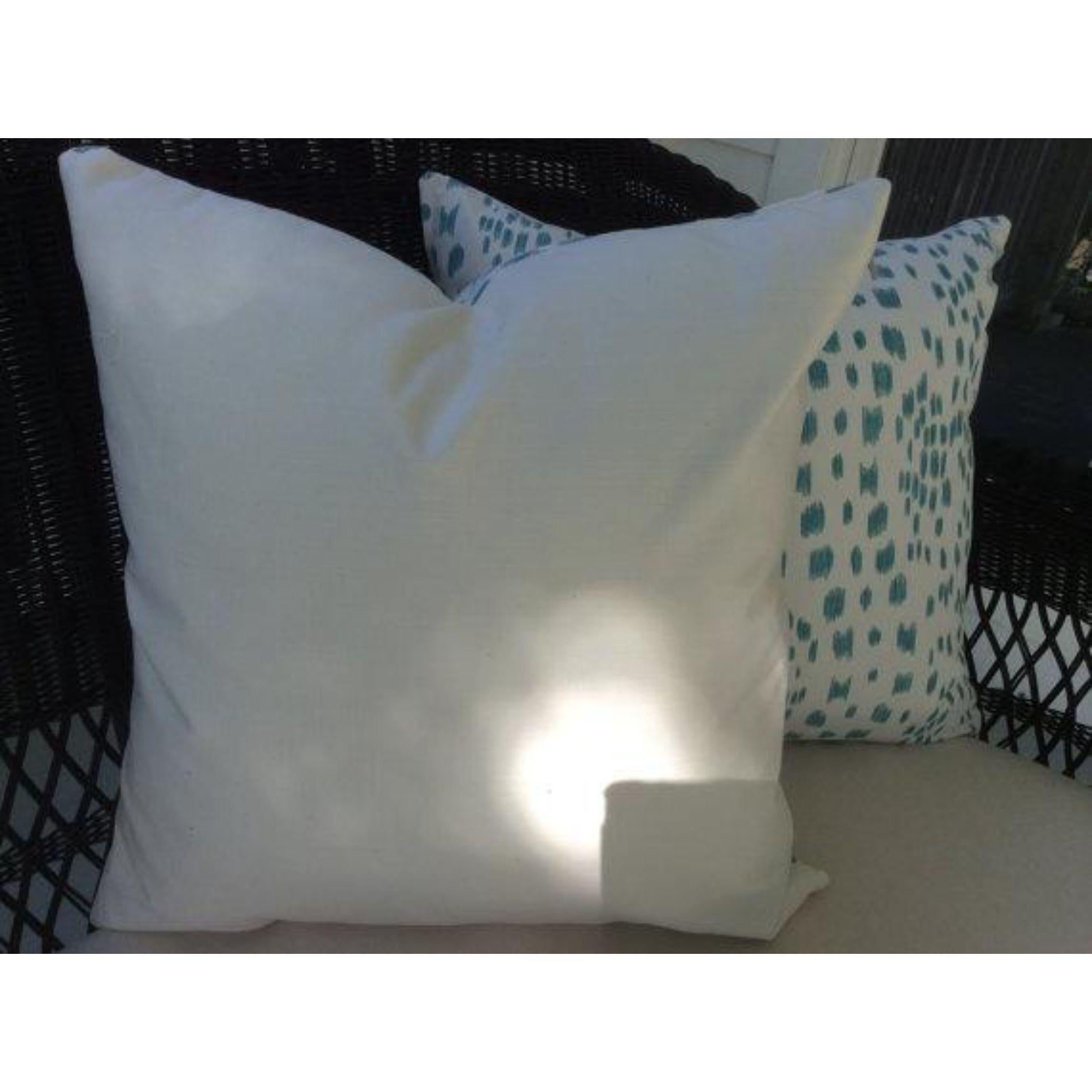 American Brunschwig & Fils Pillows in Les Touches Aqua and Cream Cotton - a Pair For Sale