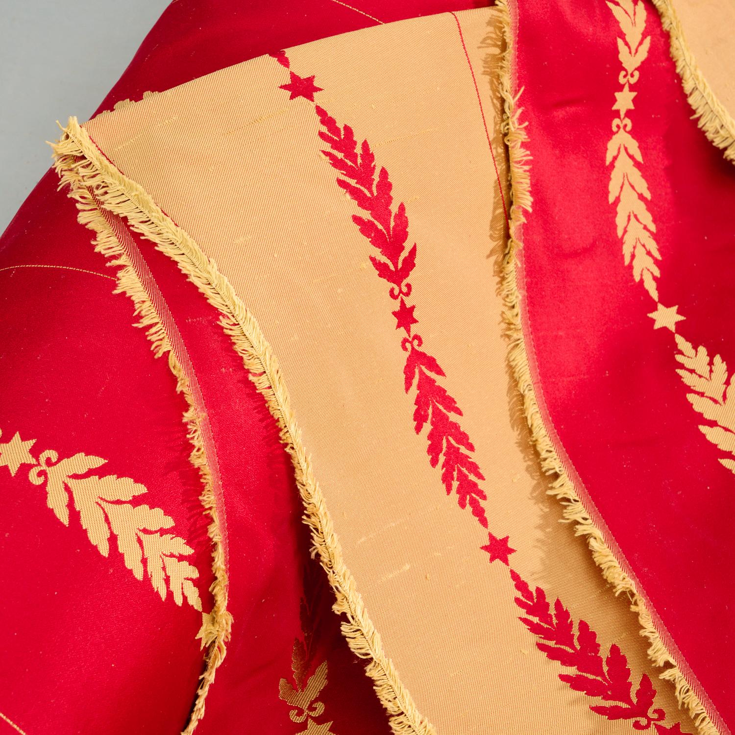 North American Brunschwig & Fils Red and Gold Satin Silk Fabric Created for the White House For Sale