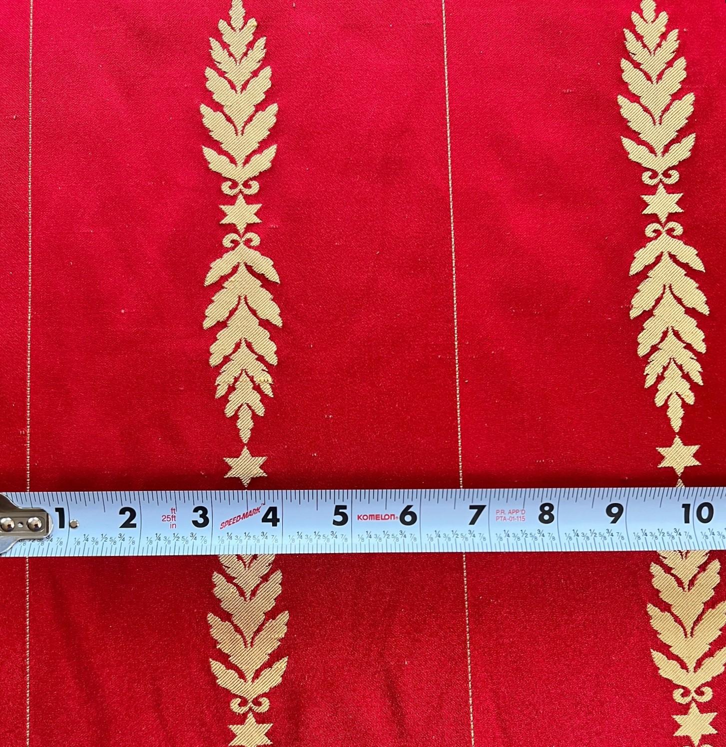 Late 20th Century Brunschwig & Fils Red and Gold Satin Silk Fabric Created for the White House For Sale