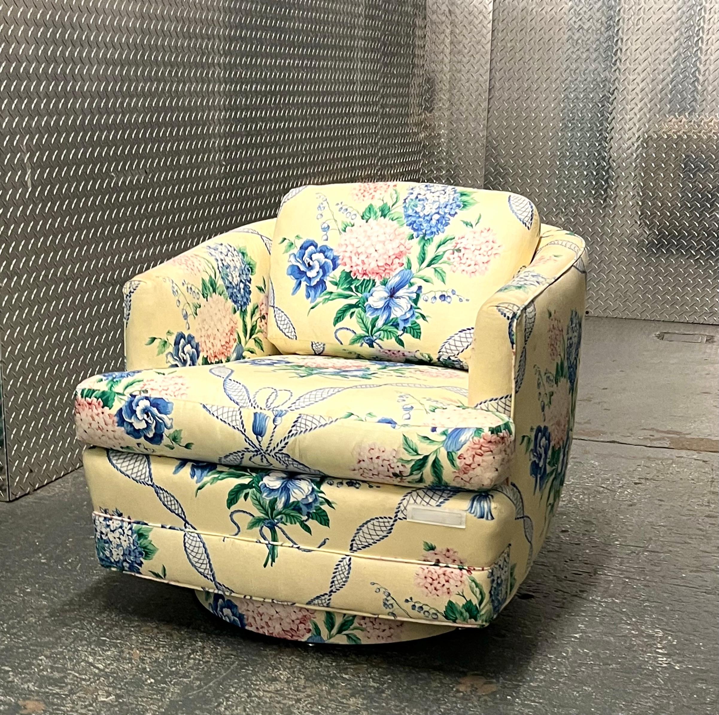 floral swivel chair