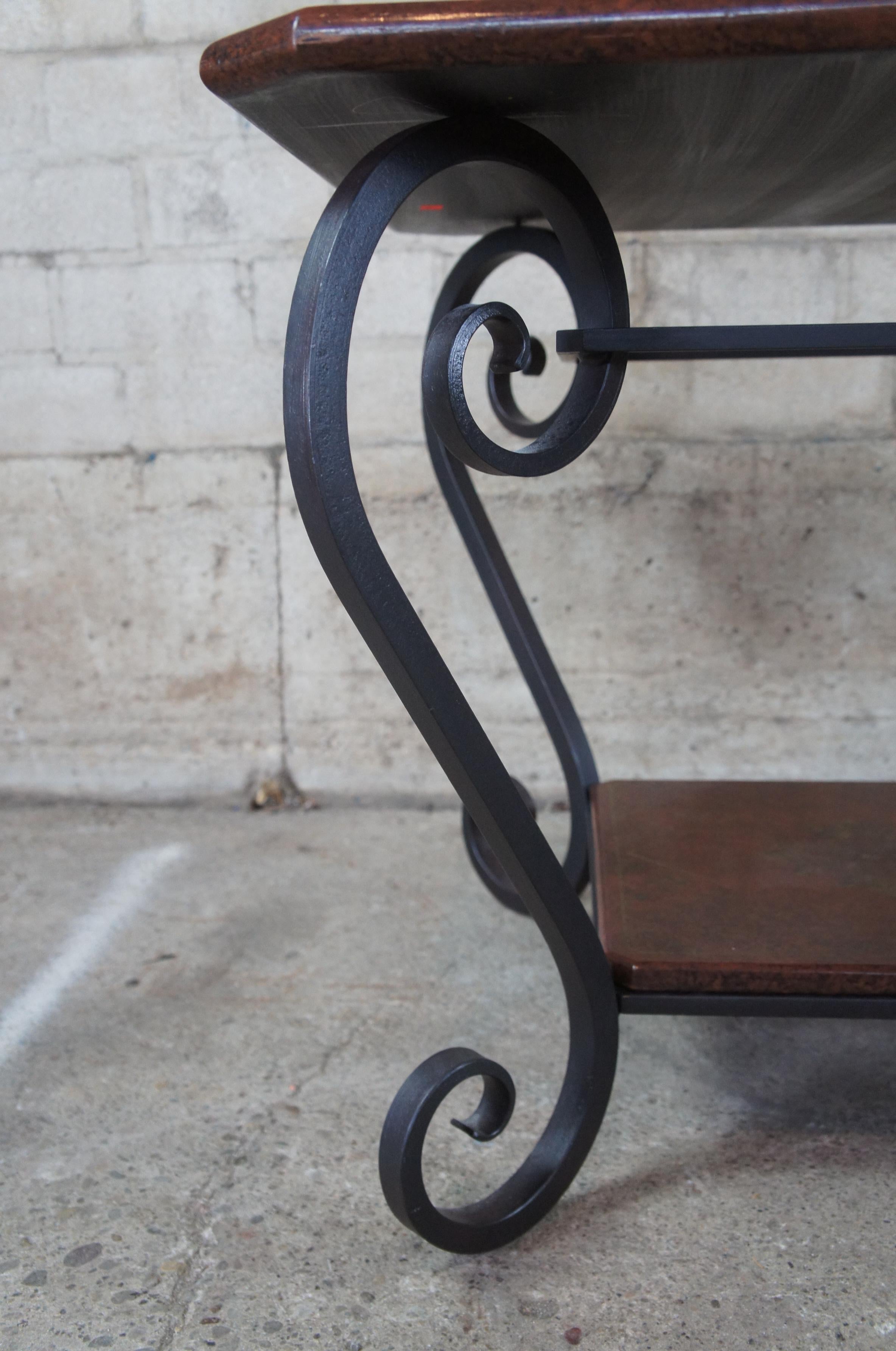 Brunschwig & Fils Vintage French Regency Scrolled Iron & Wood Side Accent Table For Sale 4