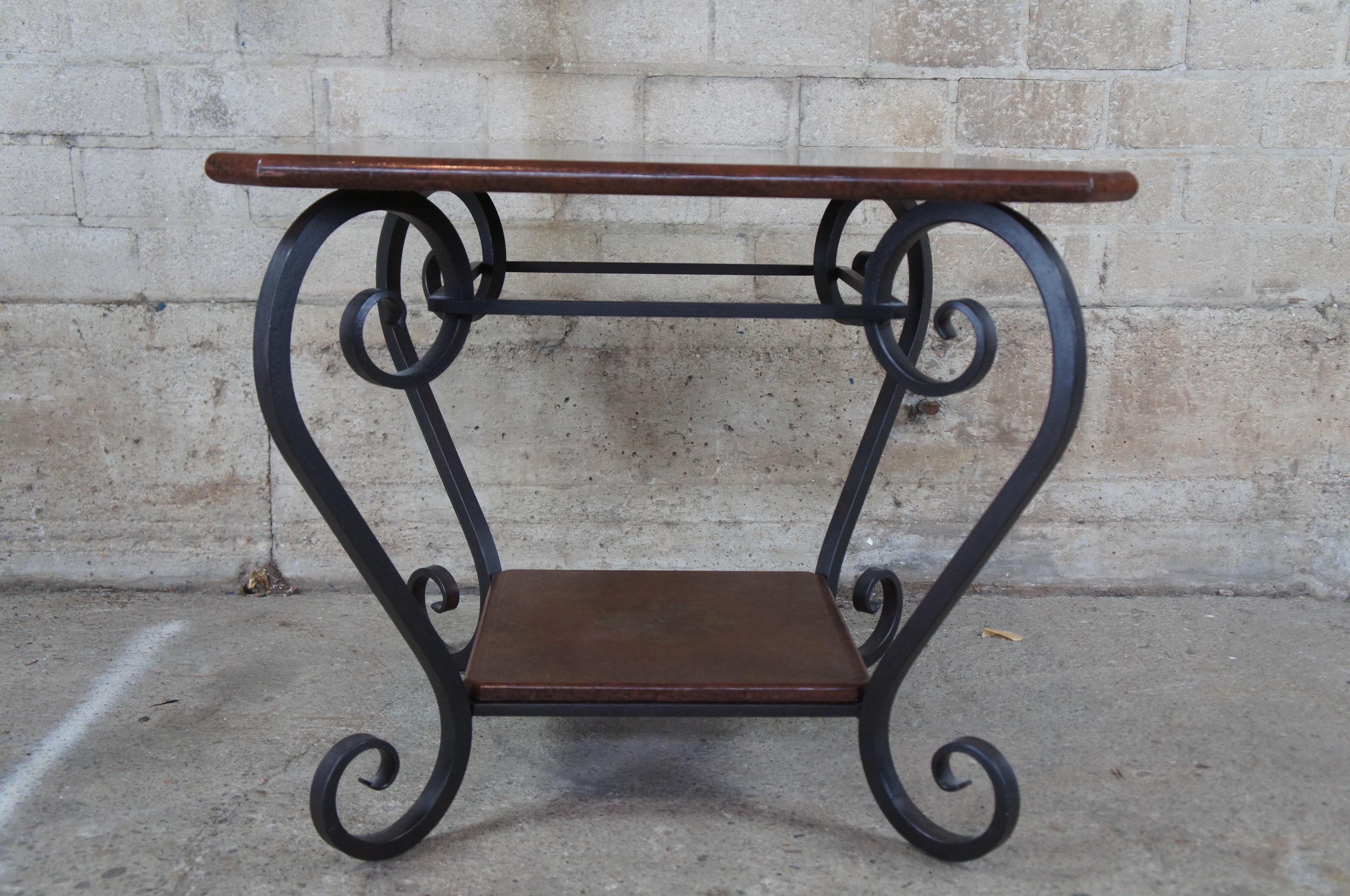 Brunschwig & Fils Vintage French Regency Scrolled Iron & Wood Side Accent Table For Sale 5
