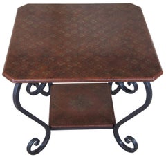 Brunschwig & Fils Vintage French Regency Scrolled Iron & Wood Side Accent Table