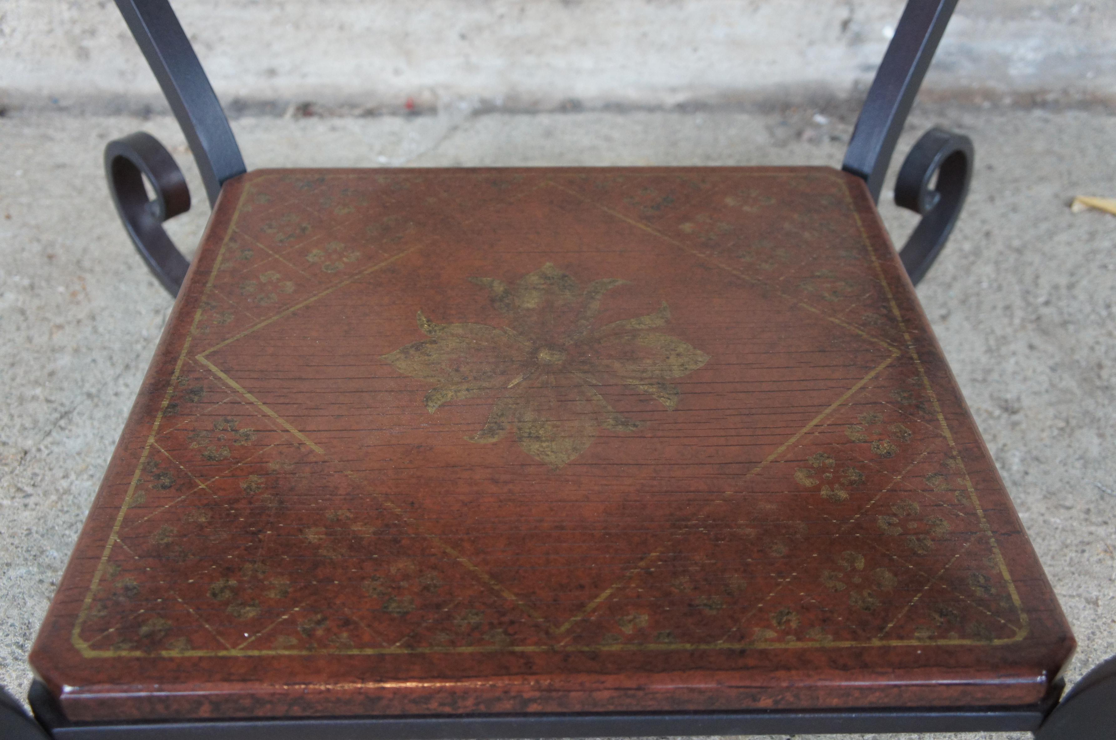 Brunschwig & Fils Vintage French Regency Scrolled Iron & Wood Side Accent Table For Sale 1