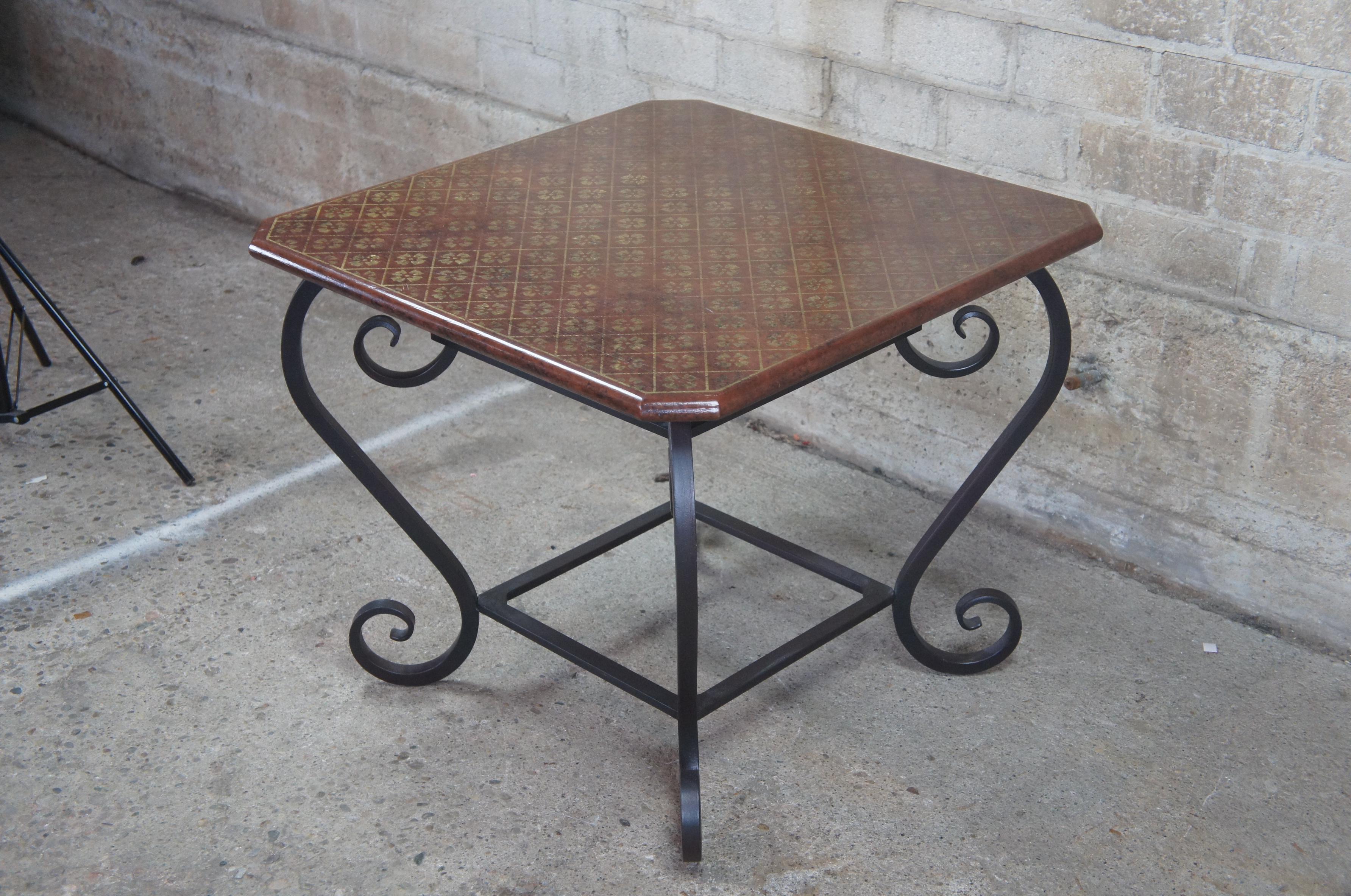 Brunschwig & Fils Vintage French Regency Scrolled Iron & Wood Side Accent Table In Good Condition For Sale In Dayton, OH