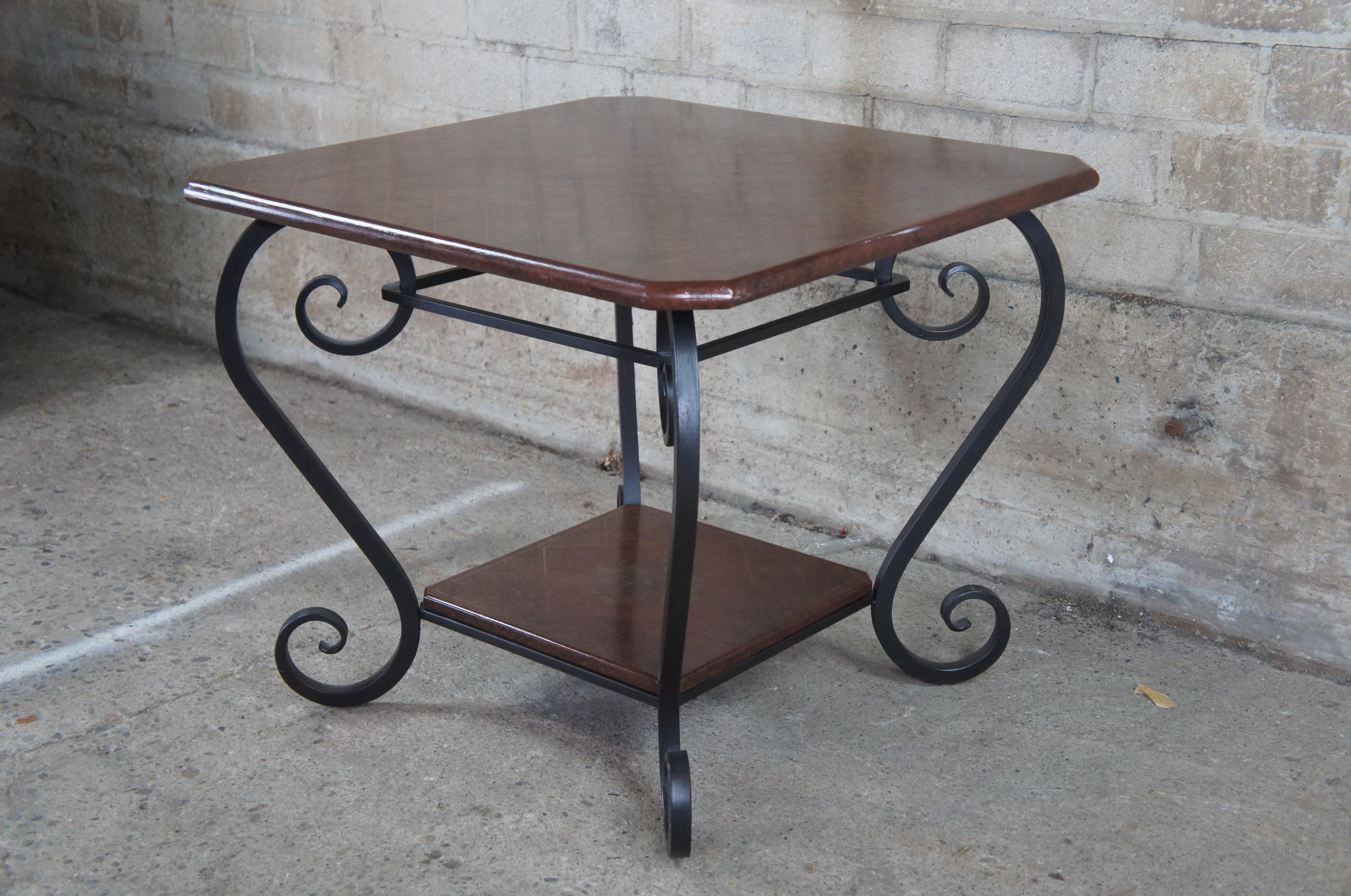 Brunschwig & Fils Vintage French Regency Scrolled Iron & Wood Side Accent Table For Sale 2