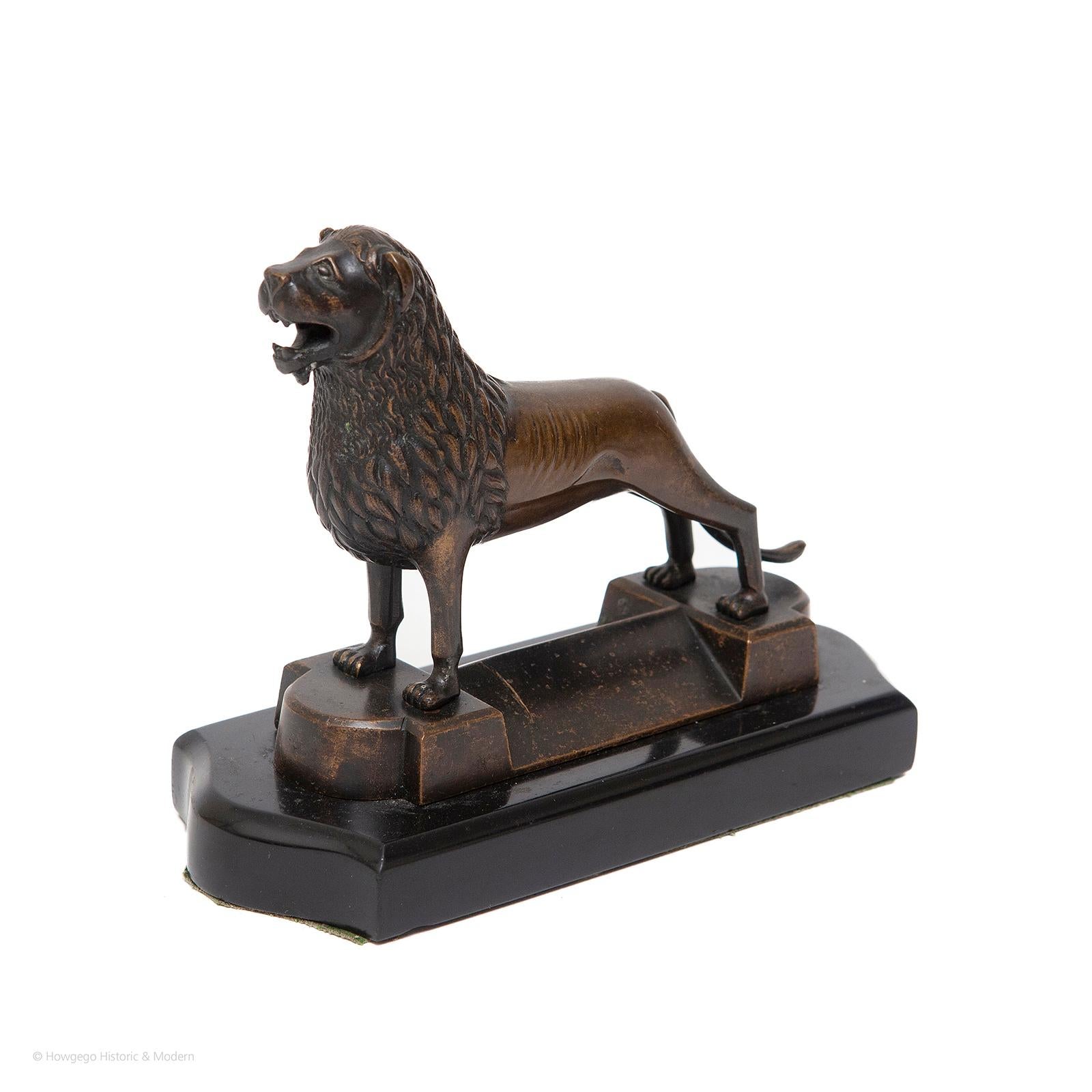A German bronze model of the medieval Brunswick lion, mounted on a black marble plinth, late-19th century,

The German prince, Henry, Duke of Saxony and Bavaria, commissioned the original sculpture and placed it in front of his castle at Brunswick