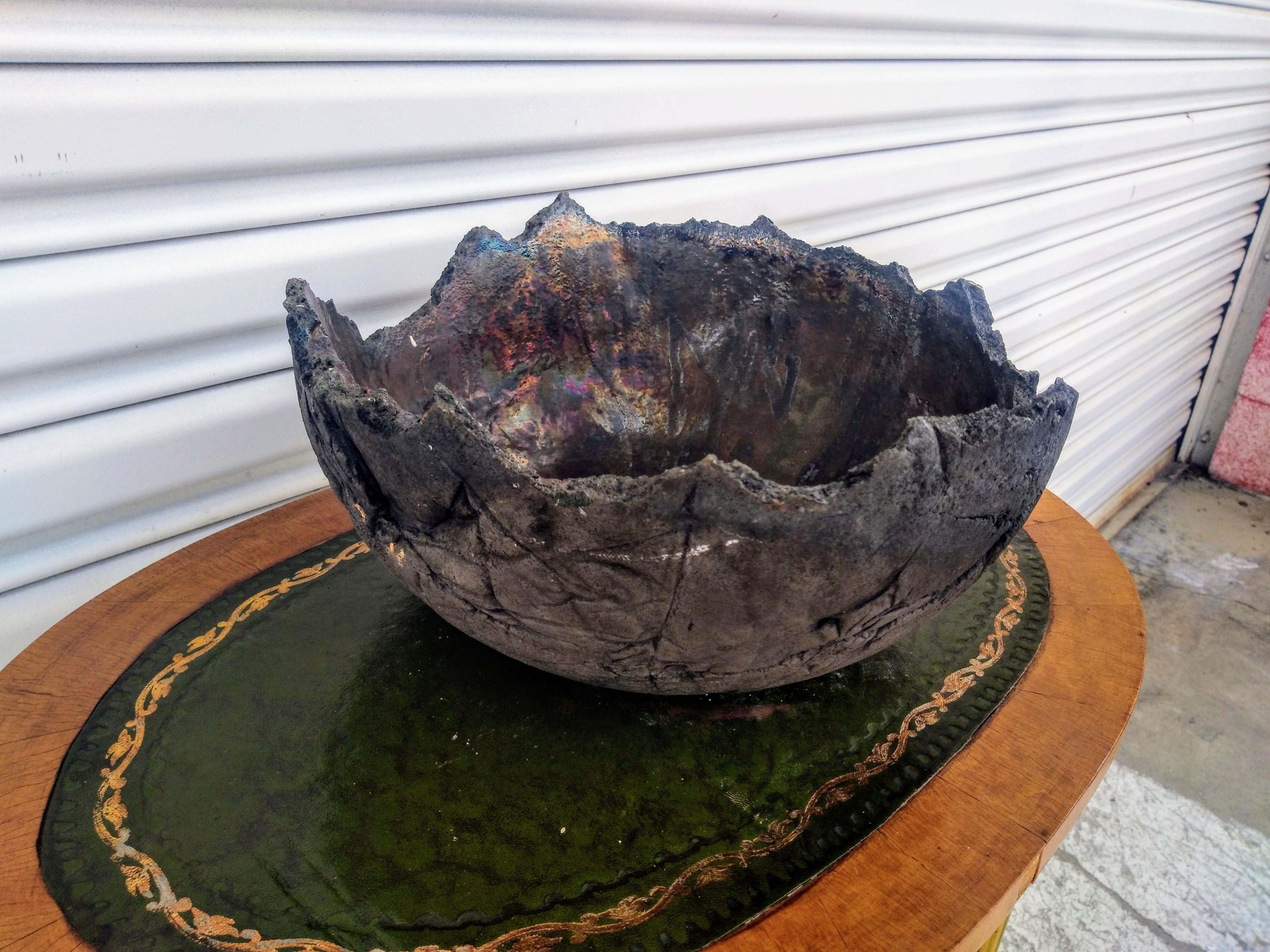20th Century Bruny Graves Large Raku Pottery Bowl For Sale