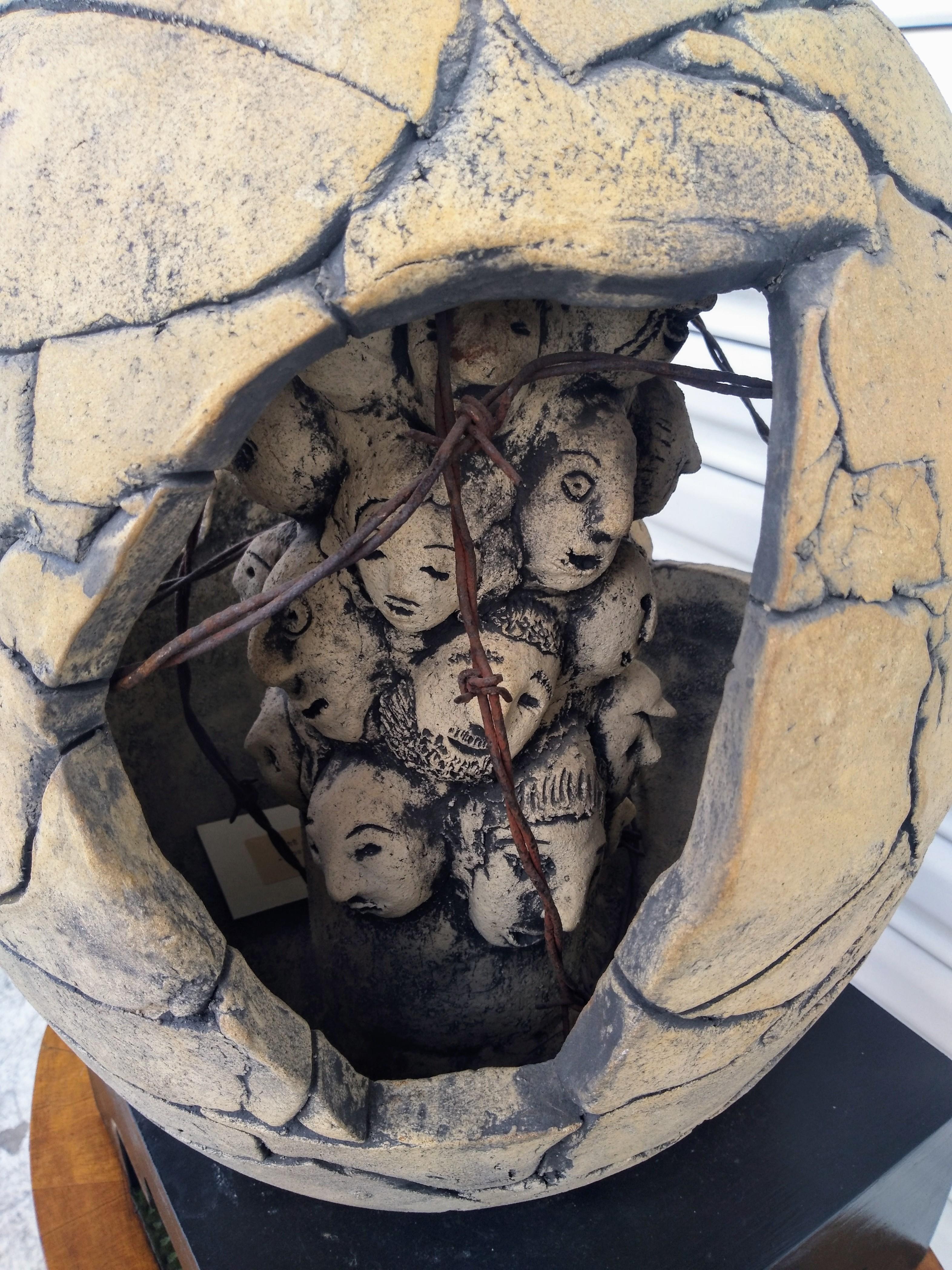 Hand-Crafted Bruny Graves Raku Sculpture For Sale