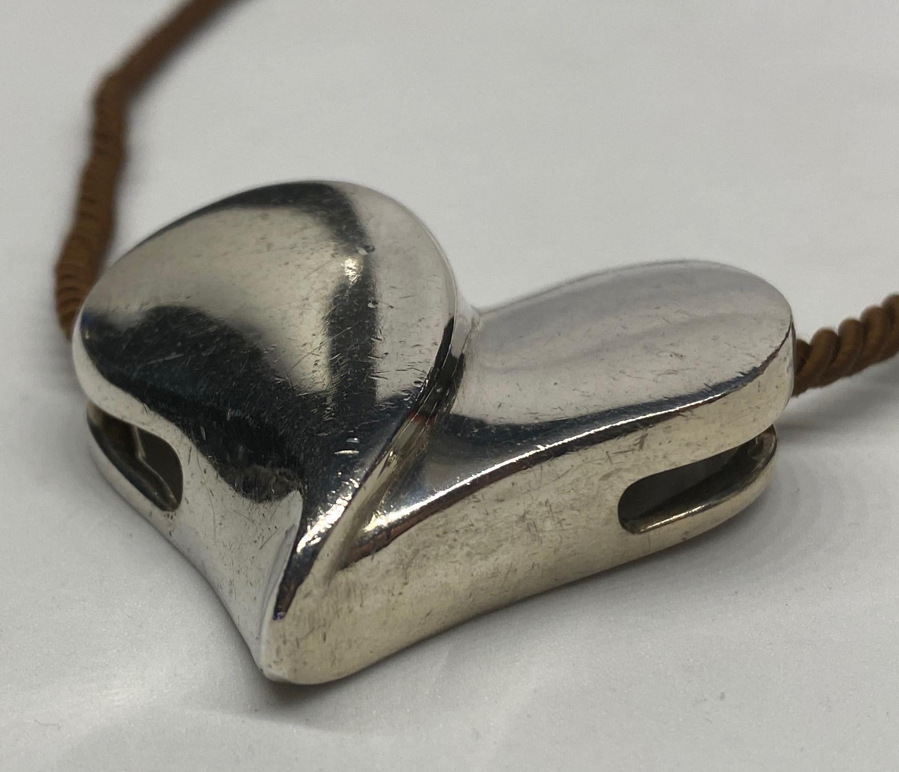Brusca - Dante Sterling Silver Heart Pendant from 1975 For Sale 2