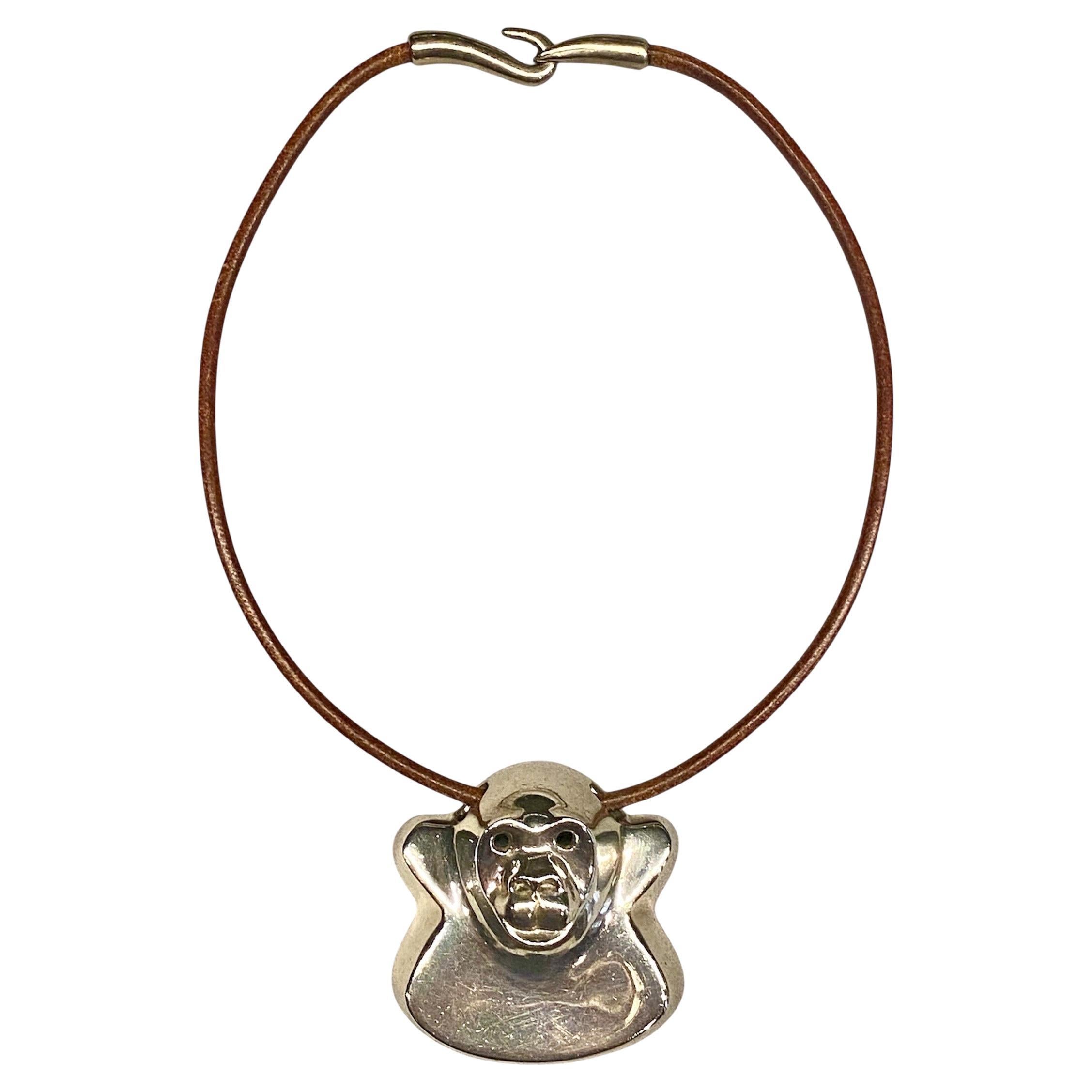 Brusca - Dante Sterling Silber Zoo Serie Gorilla Anhänger Halskette im Angebot