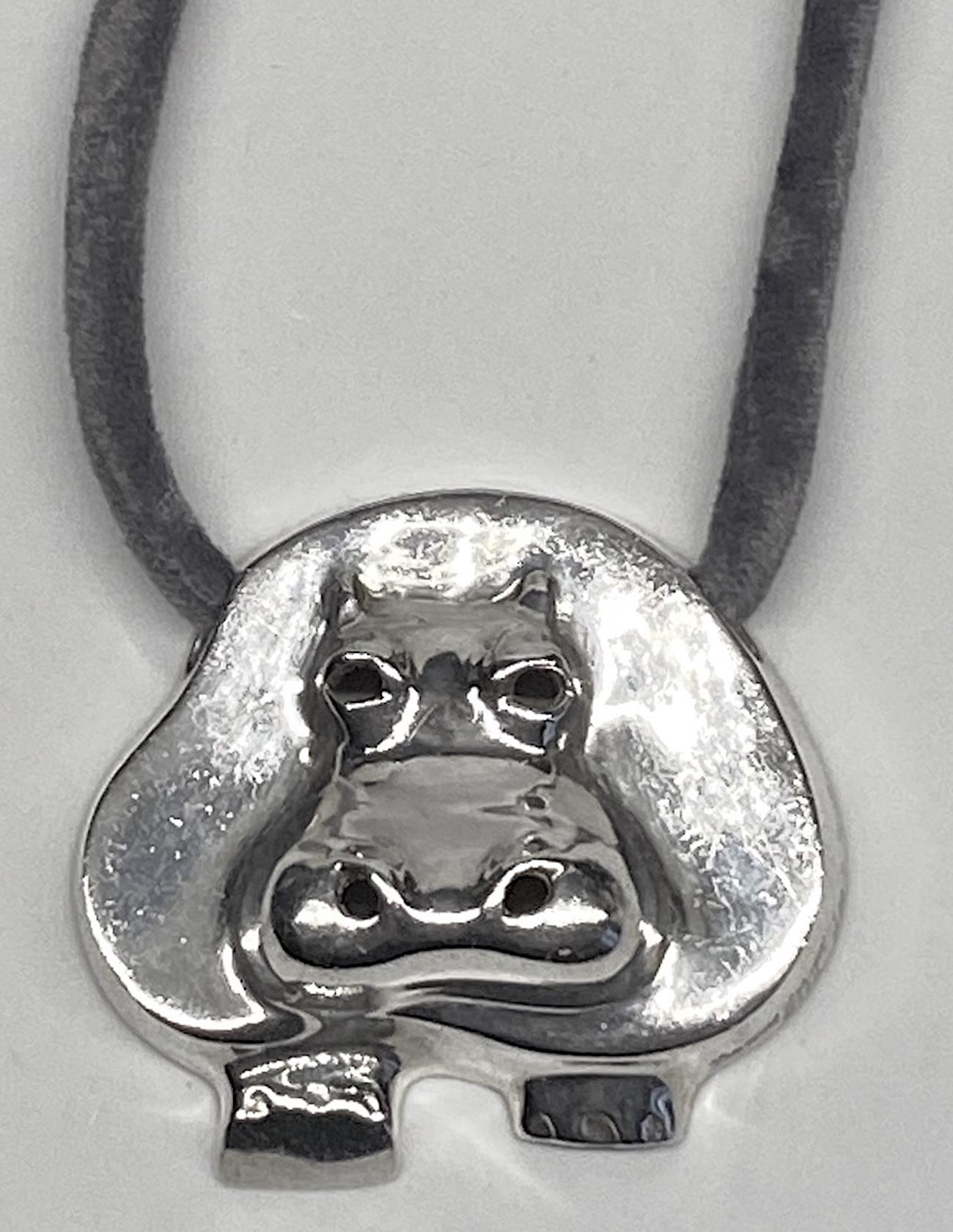 Brusca - Dante Sterling Silver Zoo Series Hippopotamus Pendant from 1976 In Good Condition In New York, NY