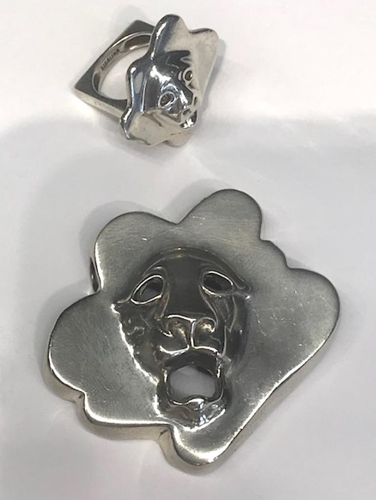 Brusca - Dante Sterling Silver Zoo Series Lion Pendant from 1976 For Sale 6