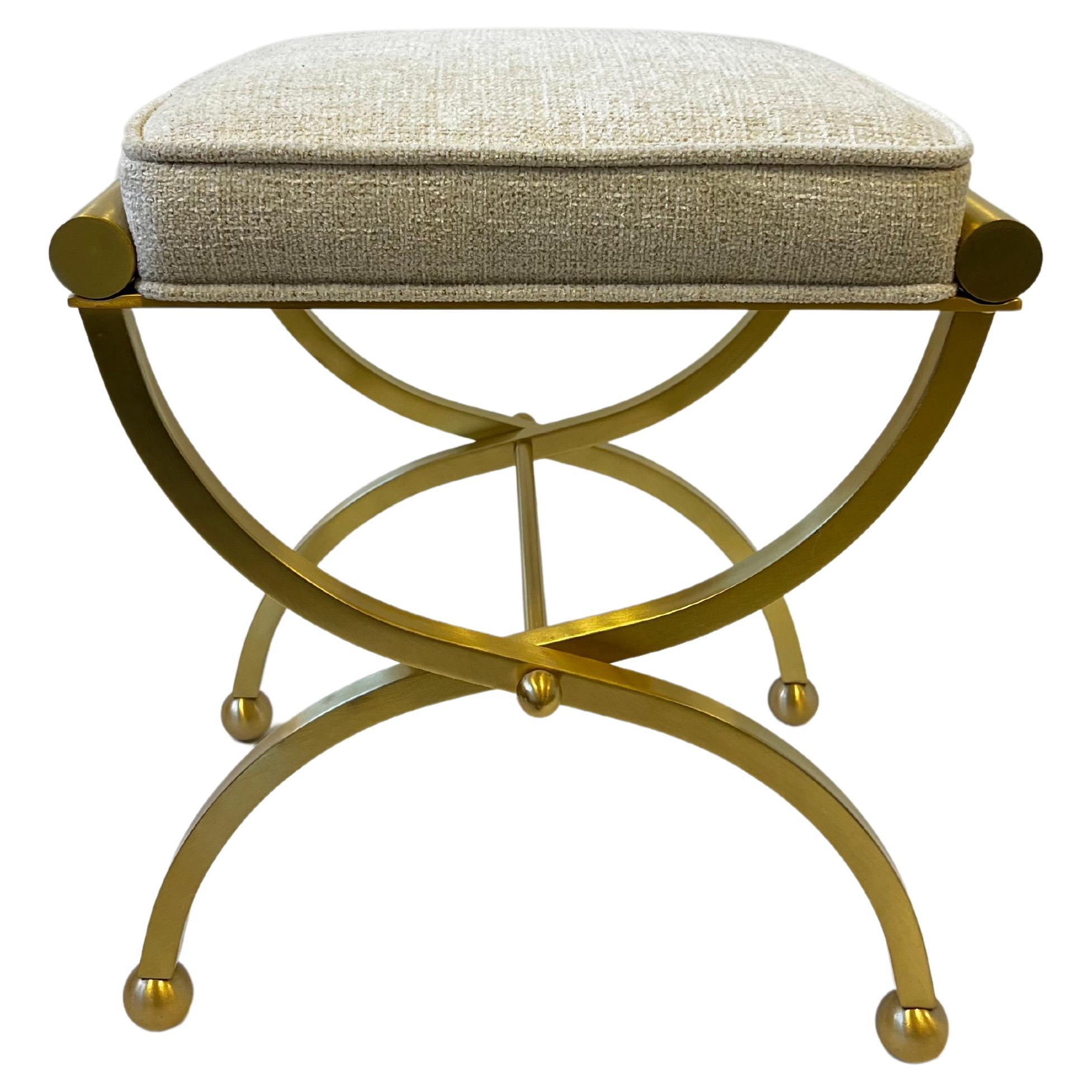 Brush Brass Vanity Stool by Charles Hollis Jones 