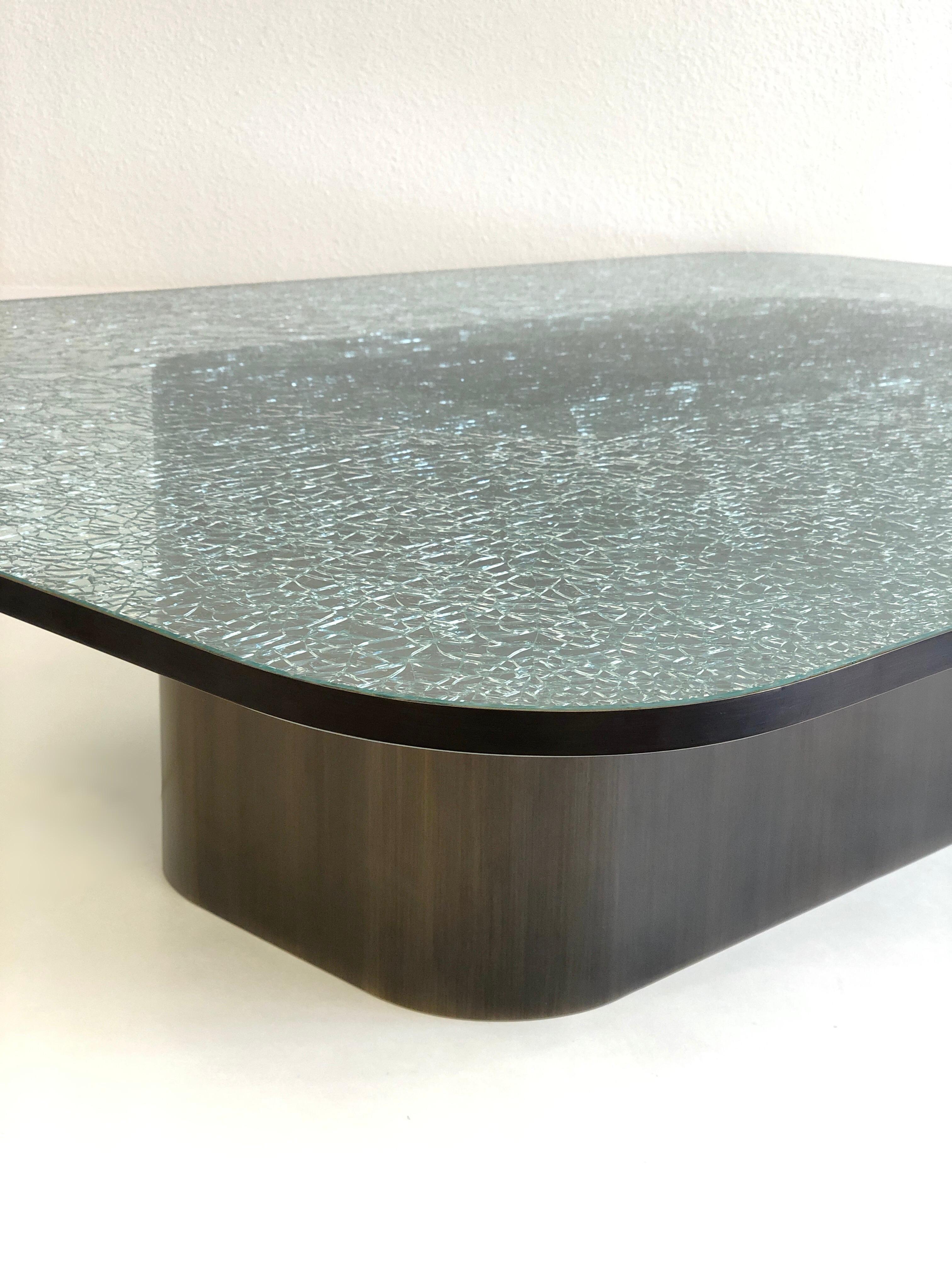 crackle glass coffee table