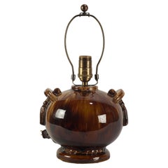 Brush McCoy Art Deco Brown Drip Glaze Ceramic Urn Shaped Accent Table Lamp