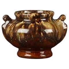 Brush McCoy Art Deco Brown Drip Glaze Ceramic Urn Vase 1930s