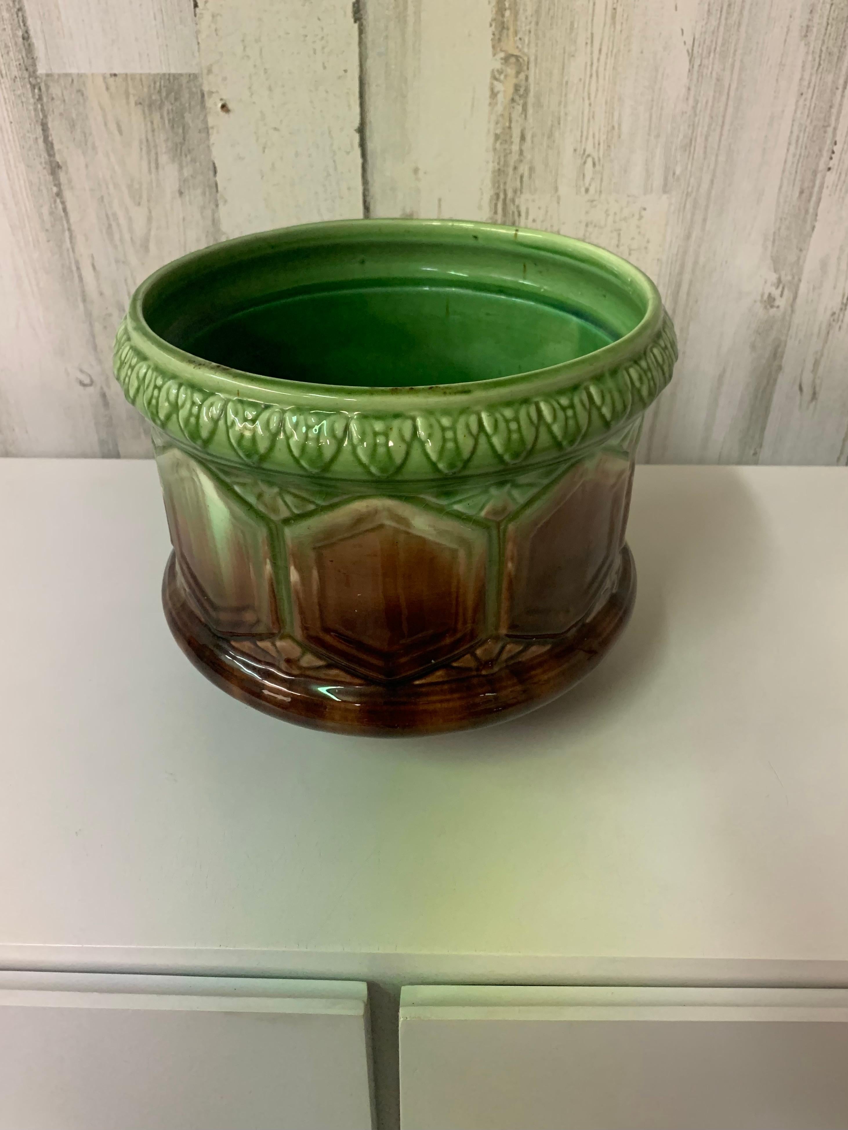 Edwardian Brush McCoy Blended Majolica Jardiniere For Sale