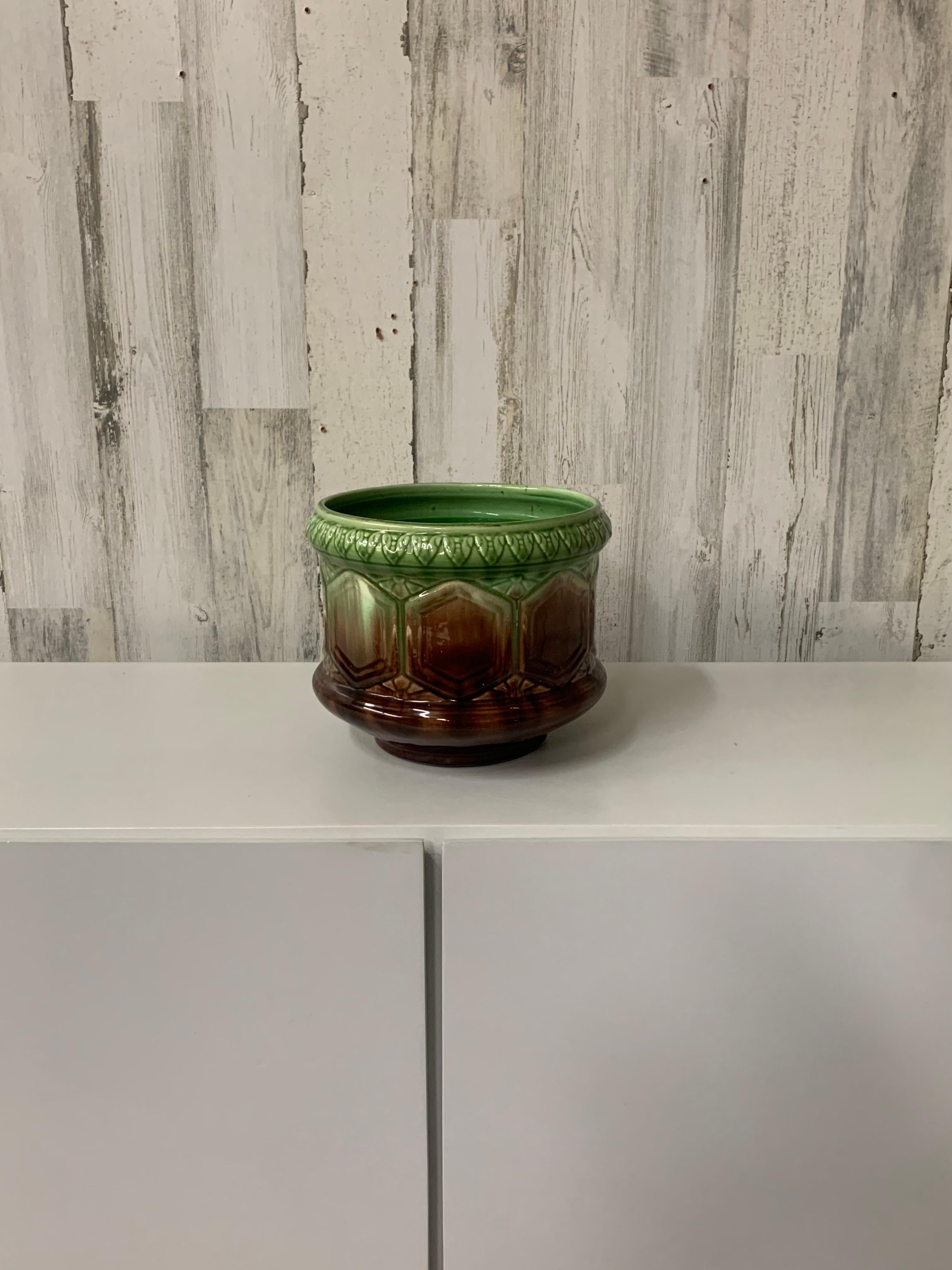 20th Century Brush McCoy Blended Majolica Jardiniere For Sale
