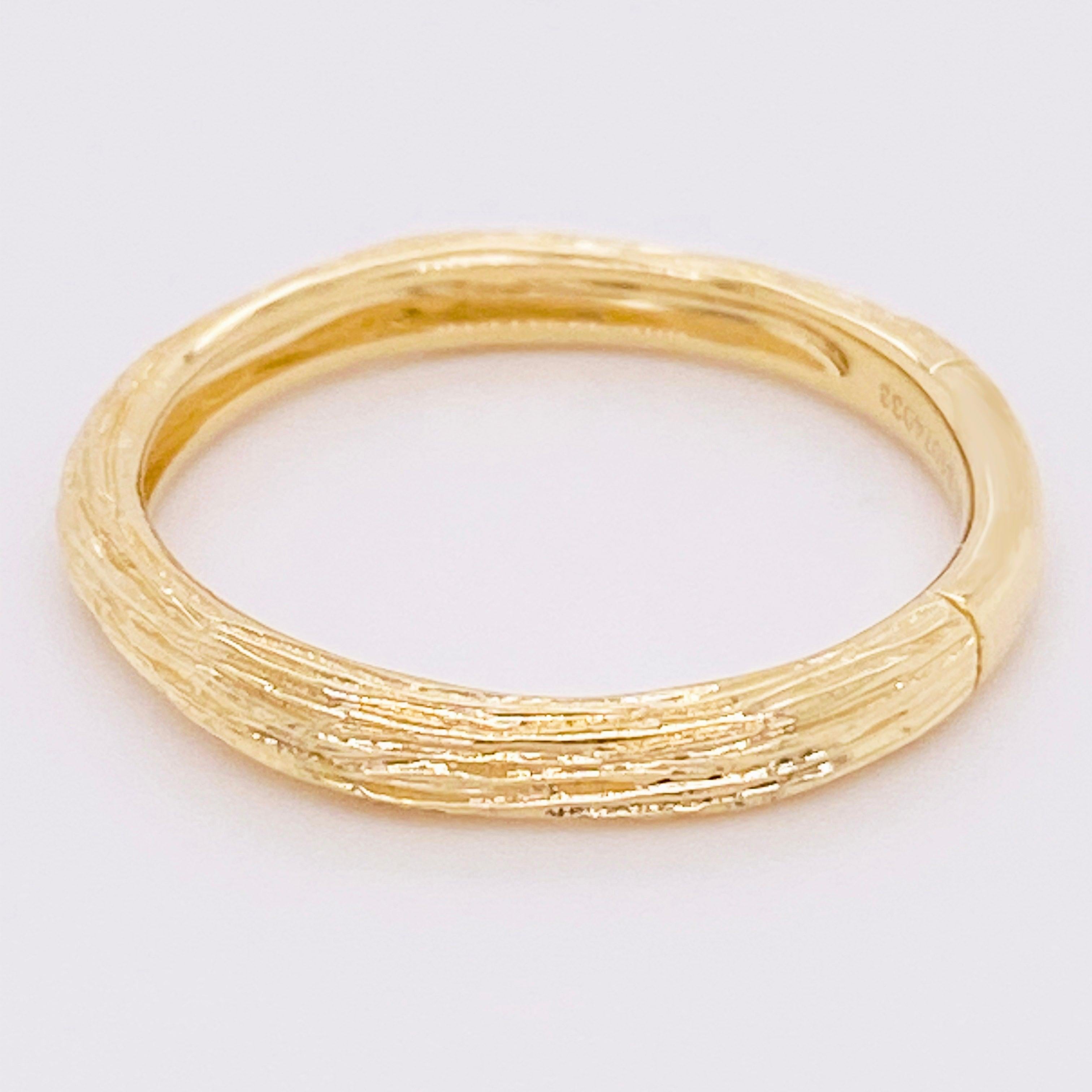 For Sale:  Brush Ring Band, 14 Karat Yellow Brushed Textured Stackable, Branch, LR5648Y4JJJ 3