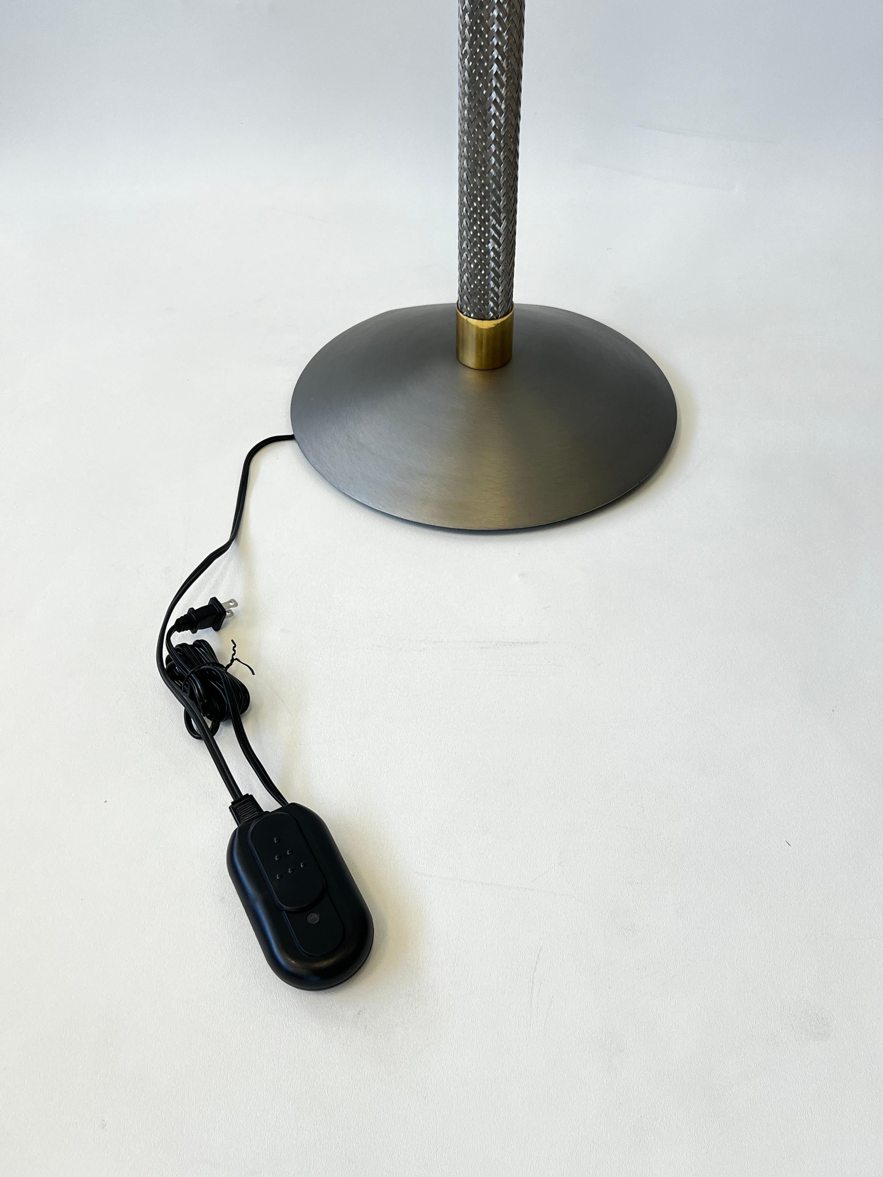 Brush Stainless Steel and Glass Torchiere Floor Lamp by kovacs 1