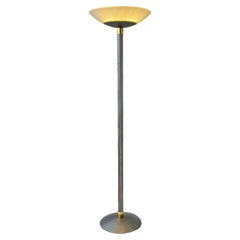Brush Stainless Steel and Glass Torchiere Floor Lamp by kovacs
