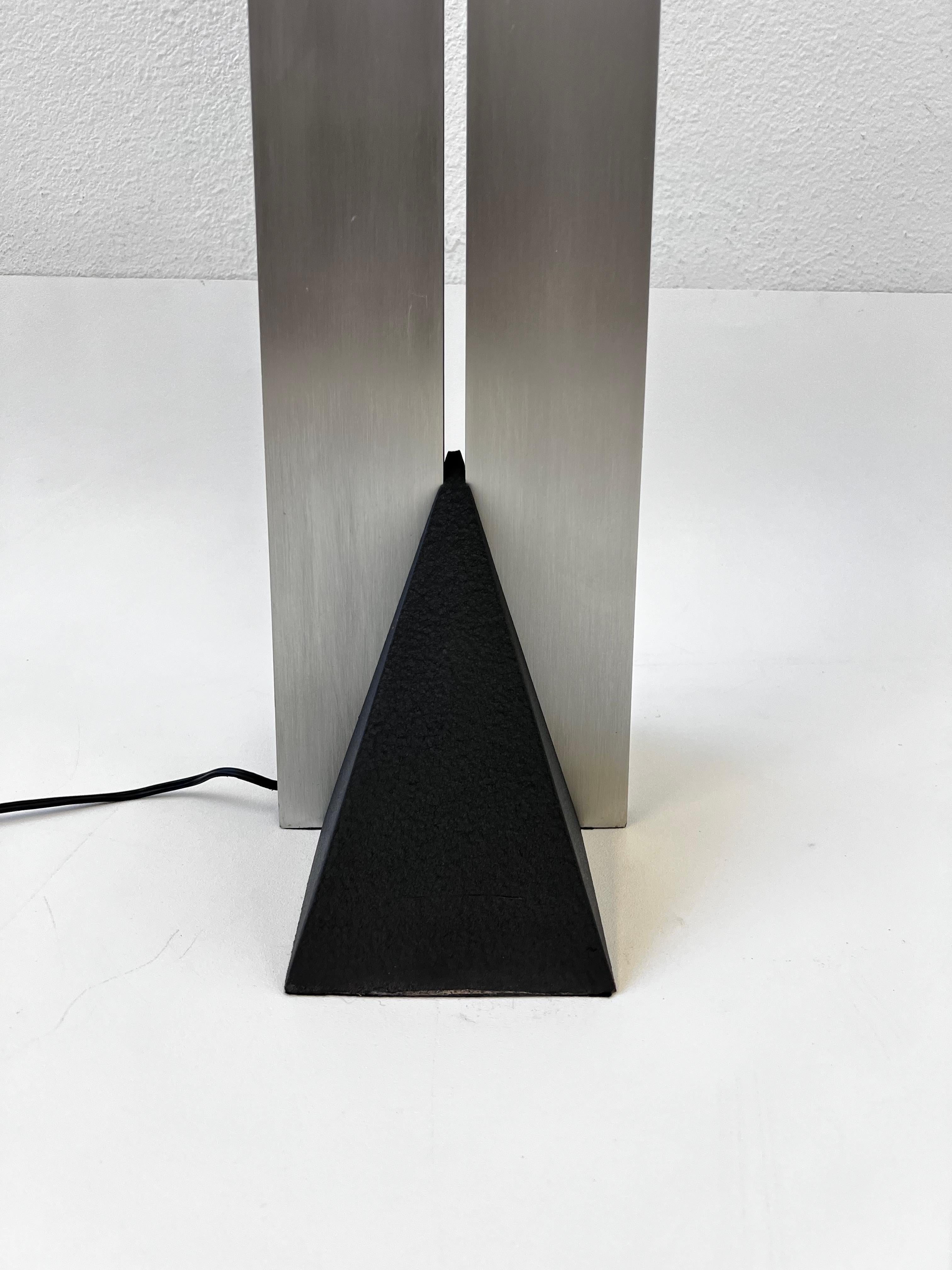 Acier Lampadaire torchère en acier inoxydable brossé de Robert Sonneman pour George Kovacs en vente