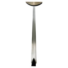 Retro Brush Stainless Steel Torchiere Floor Lamp by Robert Sonneman for George Kovacs