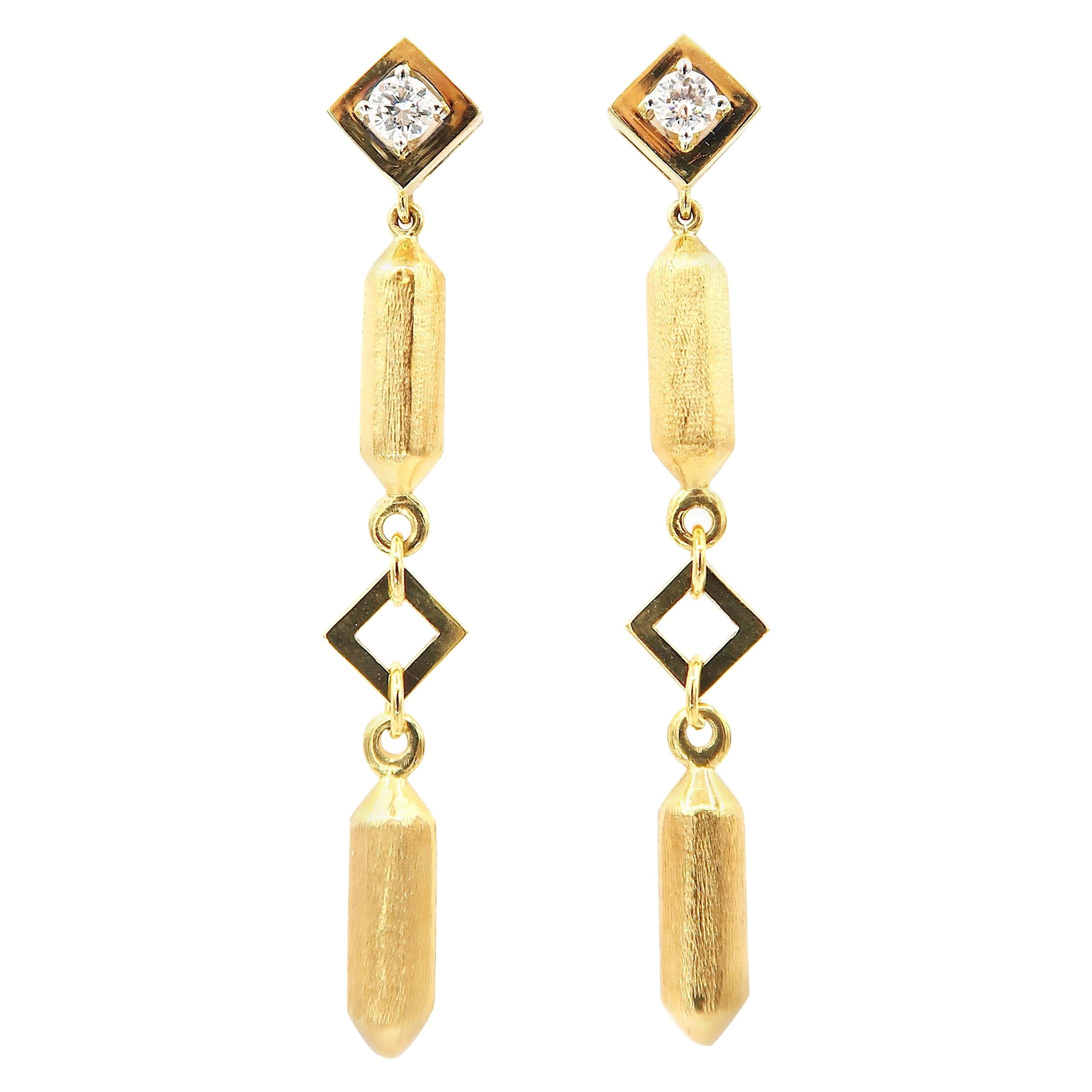 18K CLASSIC SQUARE STONE EARRINGS main image 1