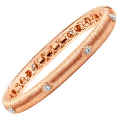 Lovely Rose Diamond Gold and Silver Bangle Bracelet at 1stDibs