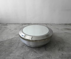 Brushed Aluminum and Chrome Drum Coffee Table by Gary Neville