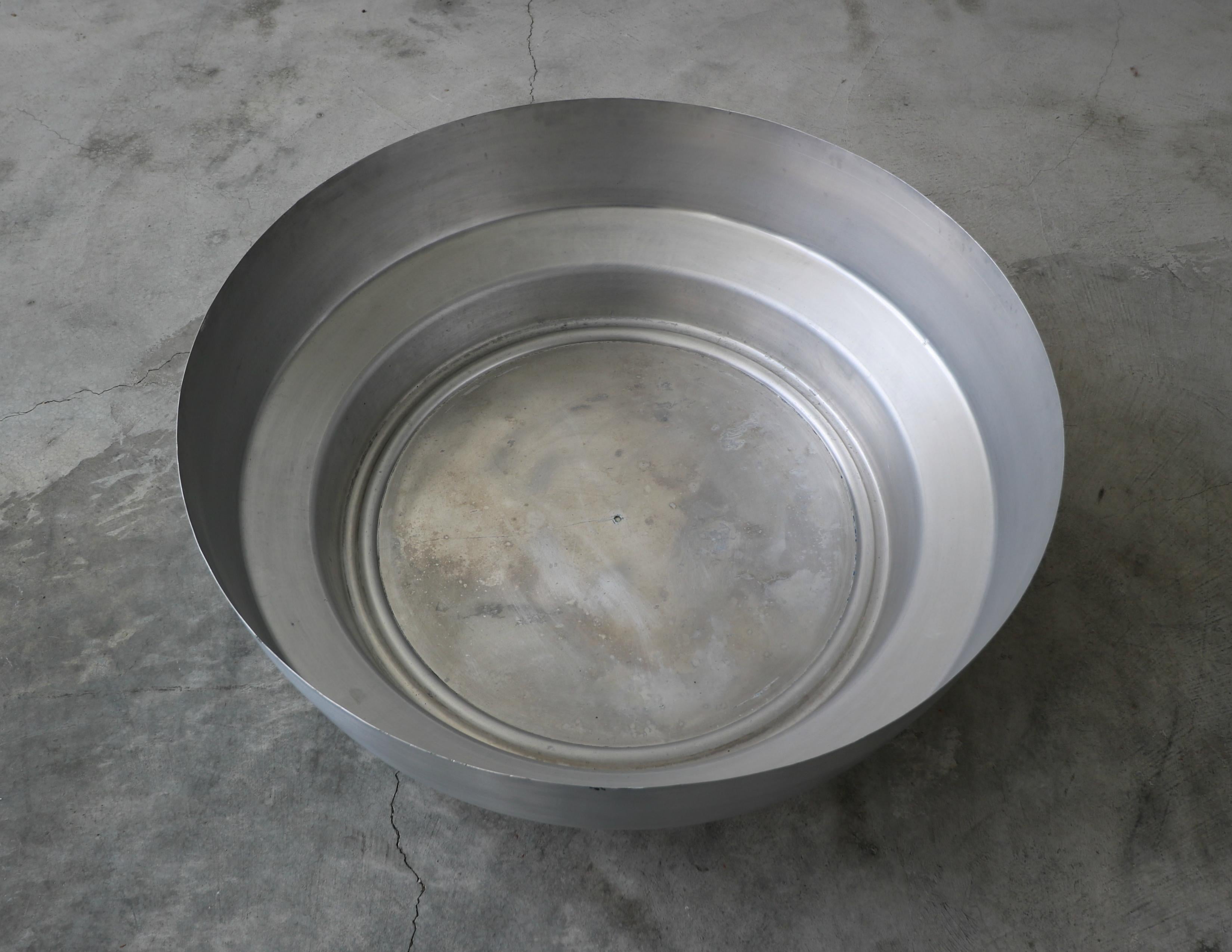 Brushed Aluminum and Chrome Drum Coffee Table by Gary Neville - 2 AVAILABLE For Sale 2
