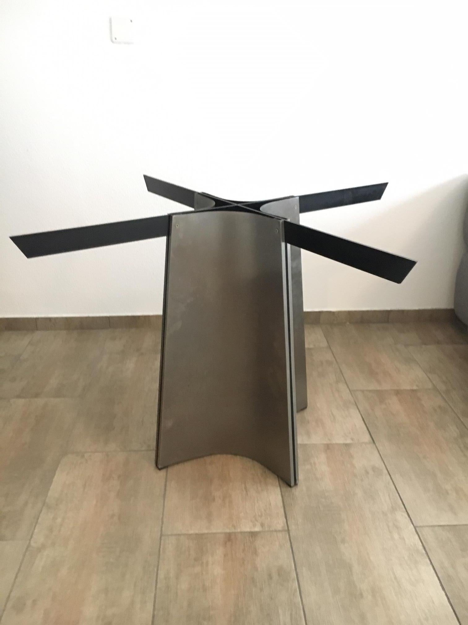 Brushed Aluminum and Glass Dining Table by Luigi Saccardo for Arrmet, 1970s 3