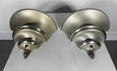 Brushed Aluminum Art Deco Demilune Wall Sconces by Walter Von Nessen, Pair