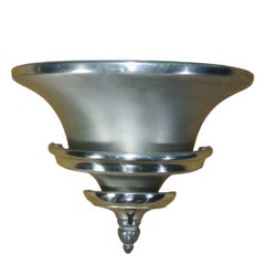 Brushed Aluminum Art Deco Demilune Wall Sconces by Walter Von Nessen, Pair