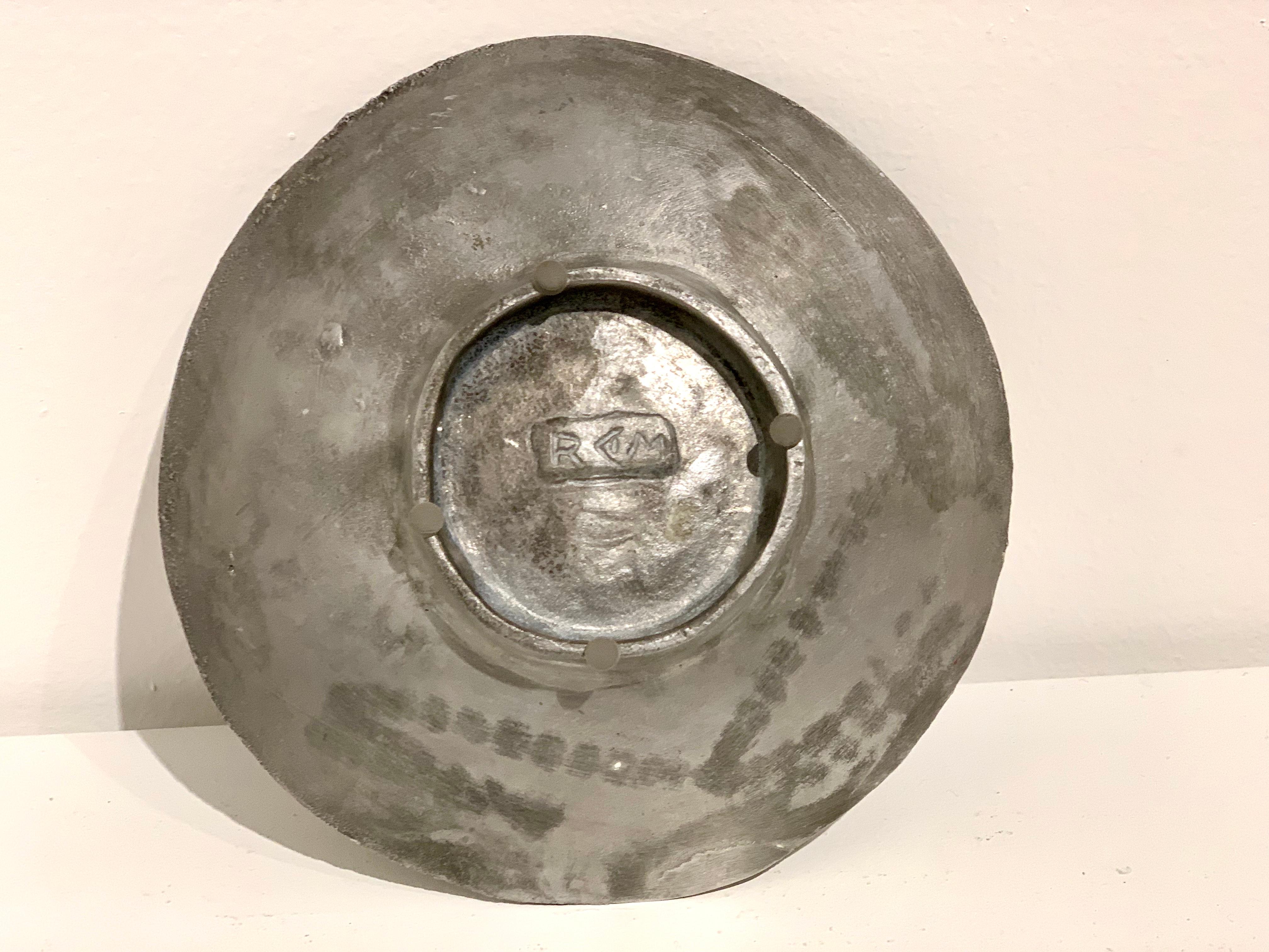 20th Century Brushed Aluminum Decorative Plate For Sale