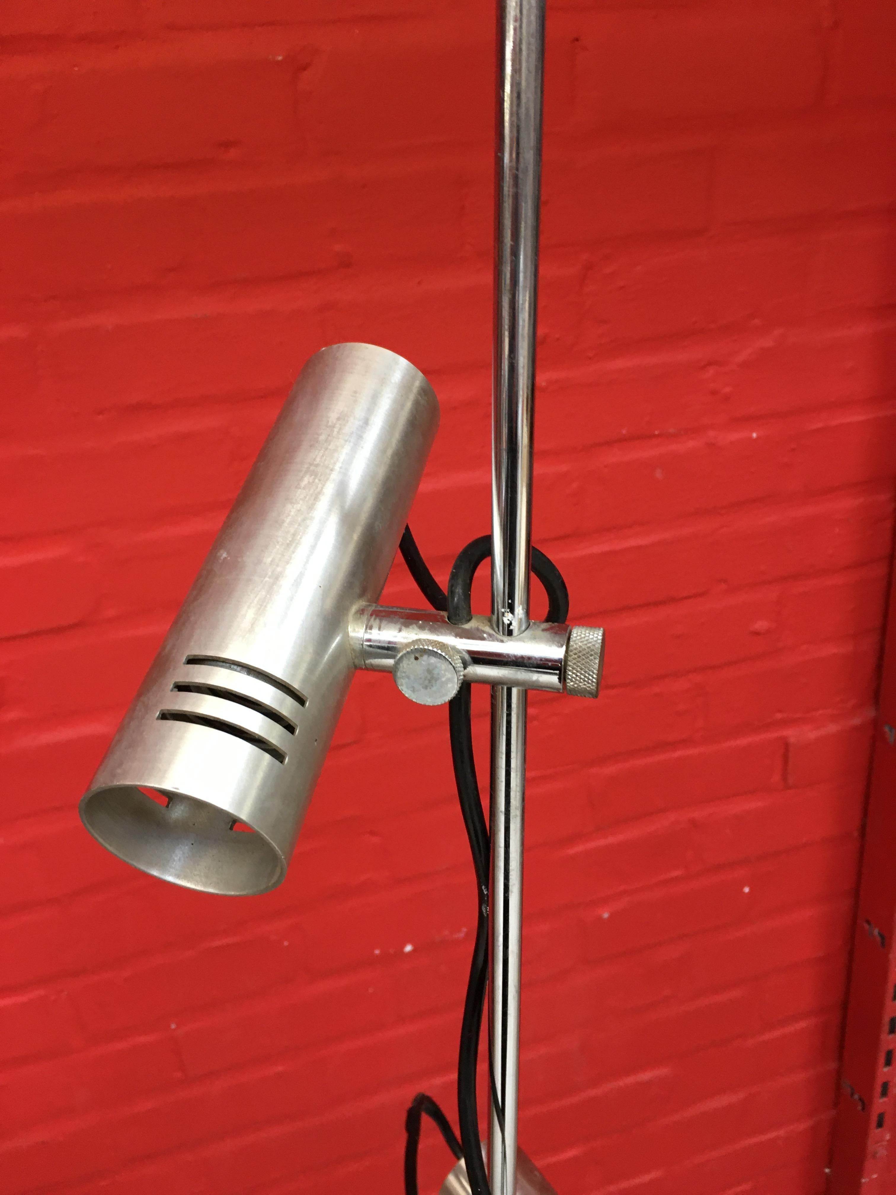 French Brushed Aluminum Floor Lamp, circa 1970 in the Style of Alain Richard For Sale