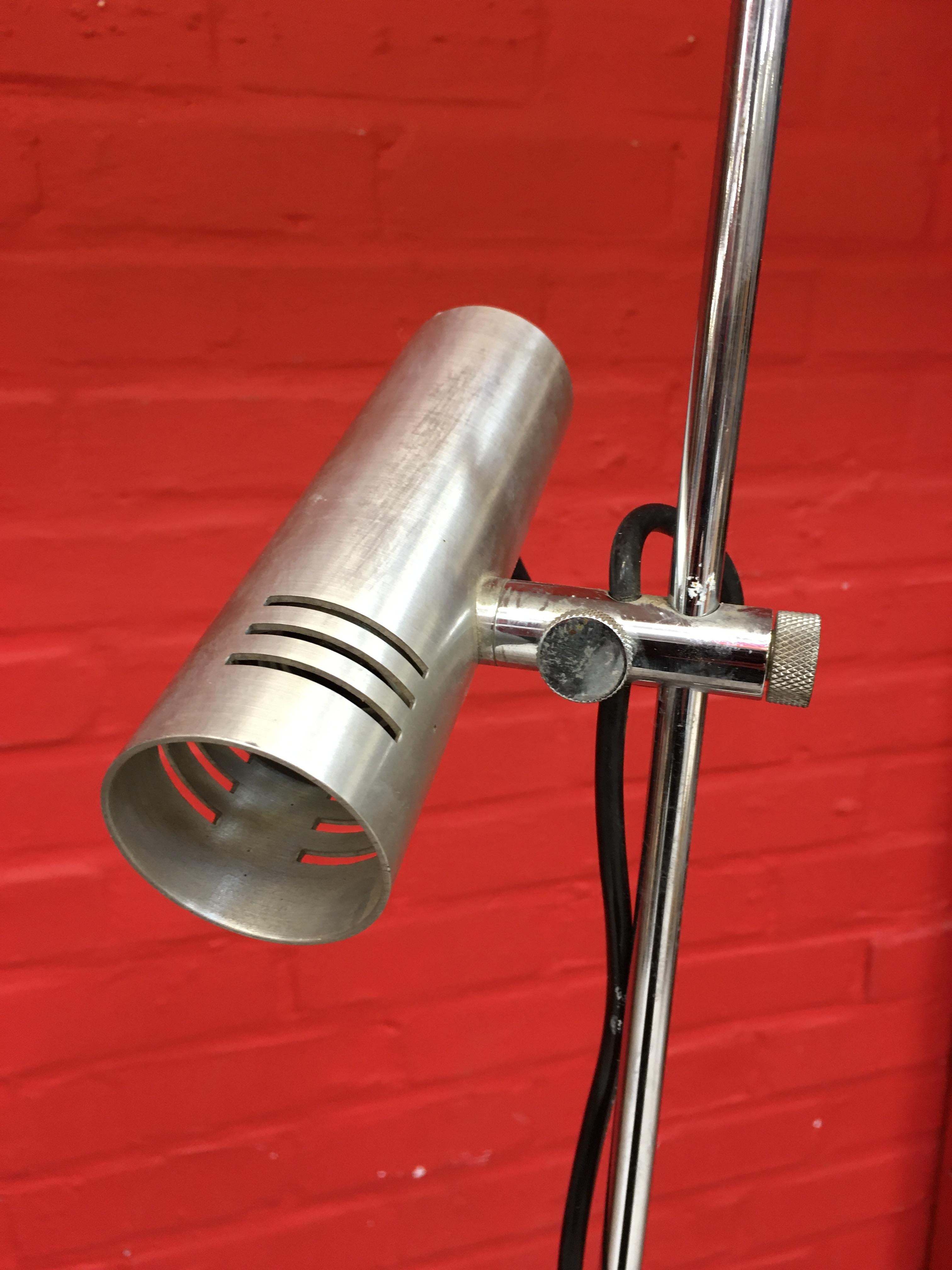 Brushed Aluminum Floor Lamp, circa 1970 in the Style of Alain Richard For Sale 1