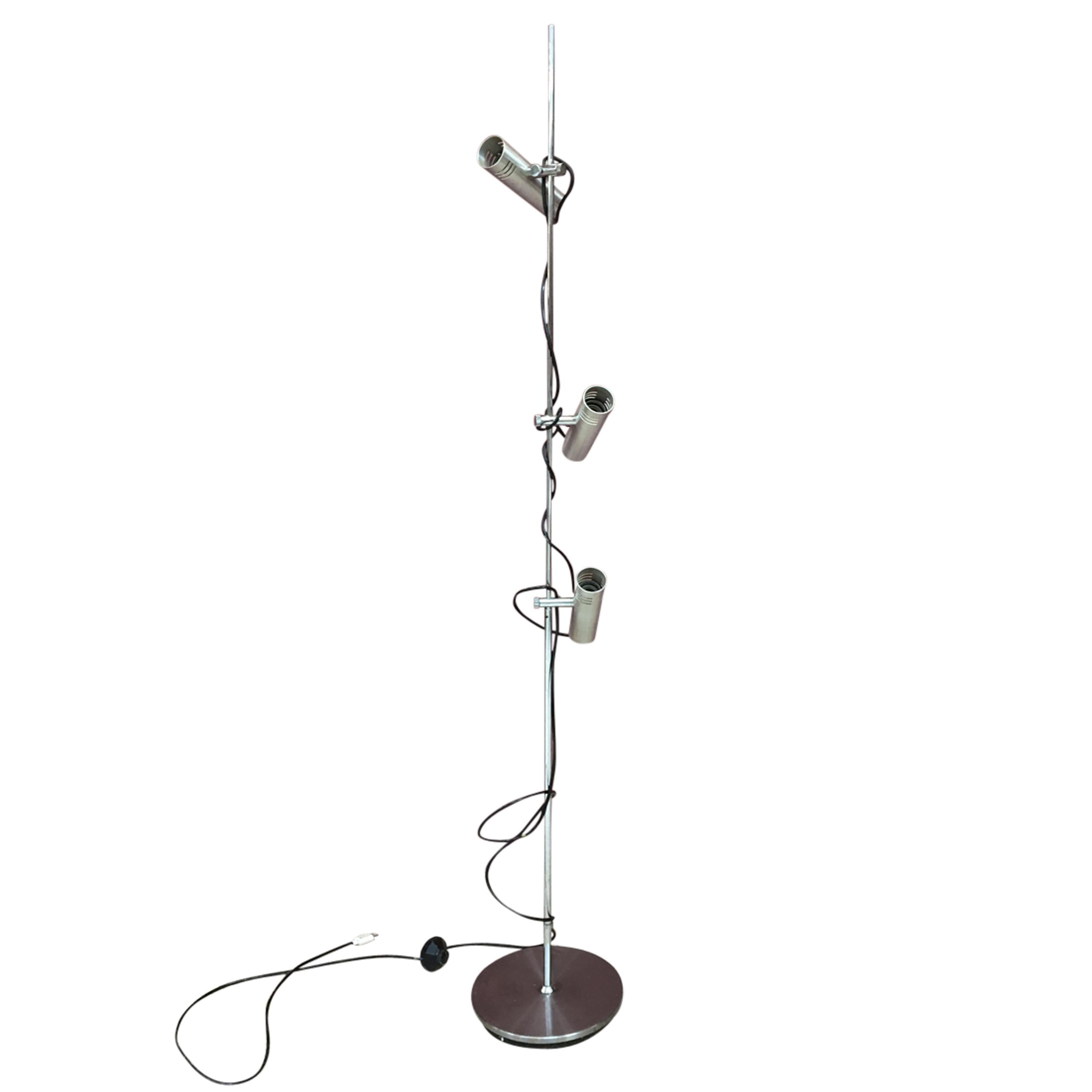 Brushed Aluminum Floor Lamp, circa 1970 in the Style of Alain Richard For Sale