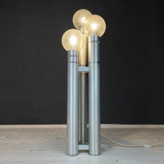 Brushed Aluminum Floor Lamp, Italy, 1970s