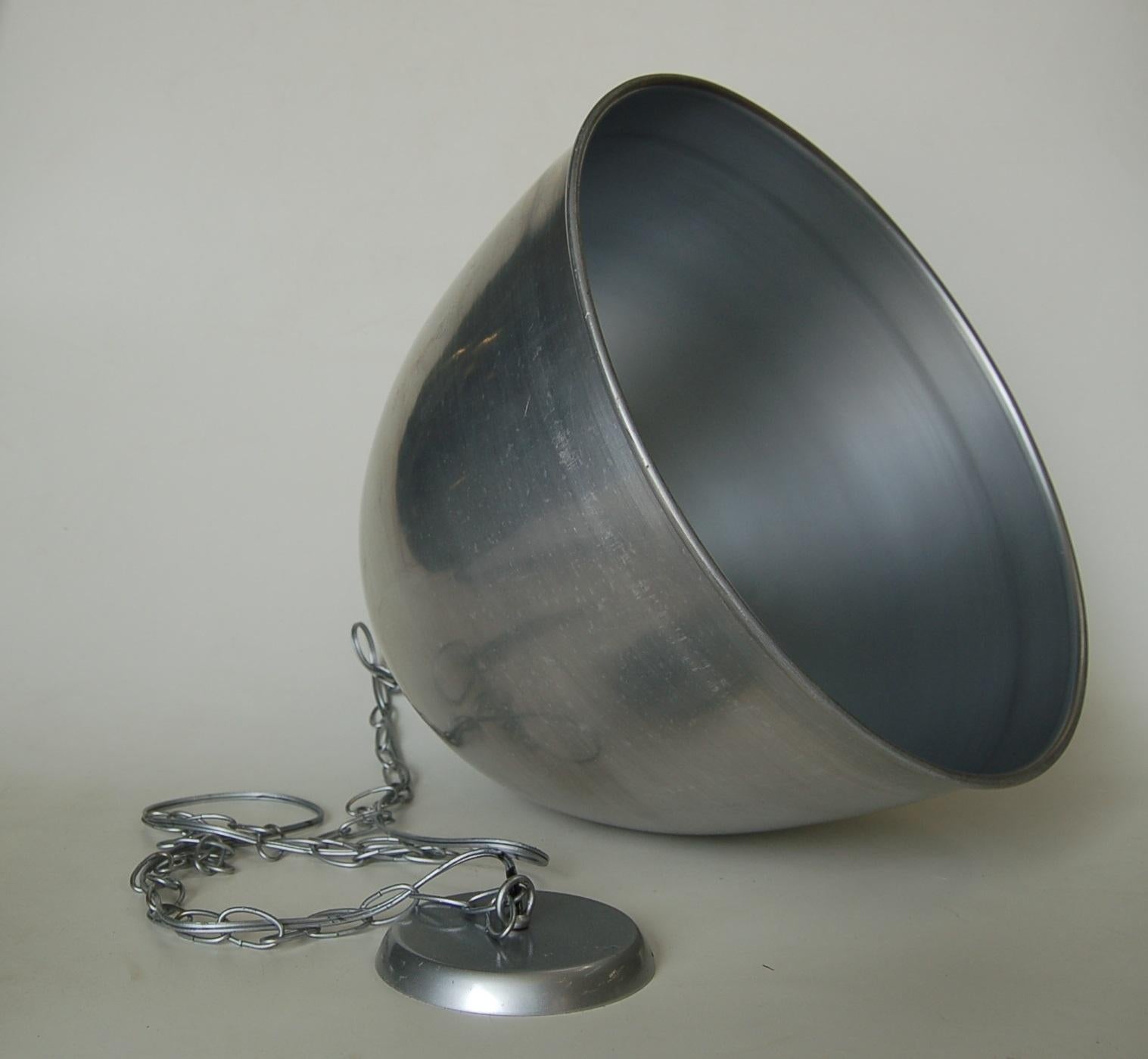 American Brushed Aluminum Industrial Round Swag Ceiling Fixture For Sale