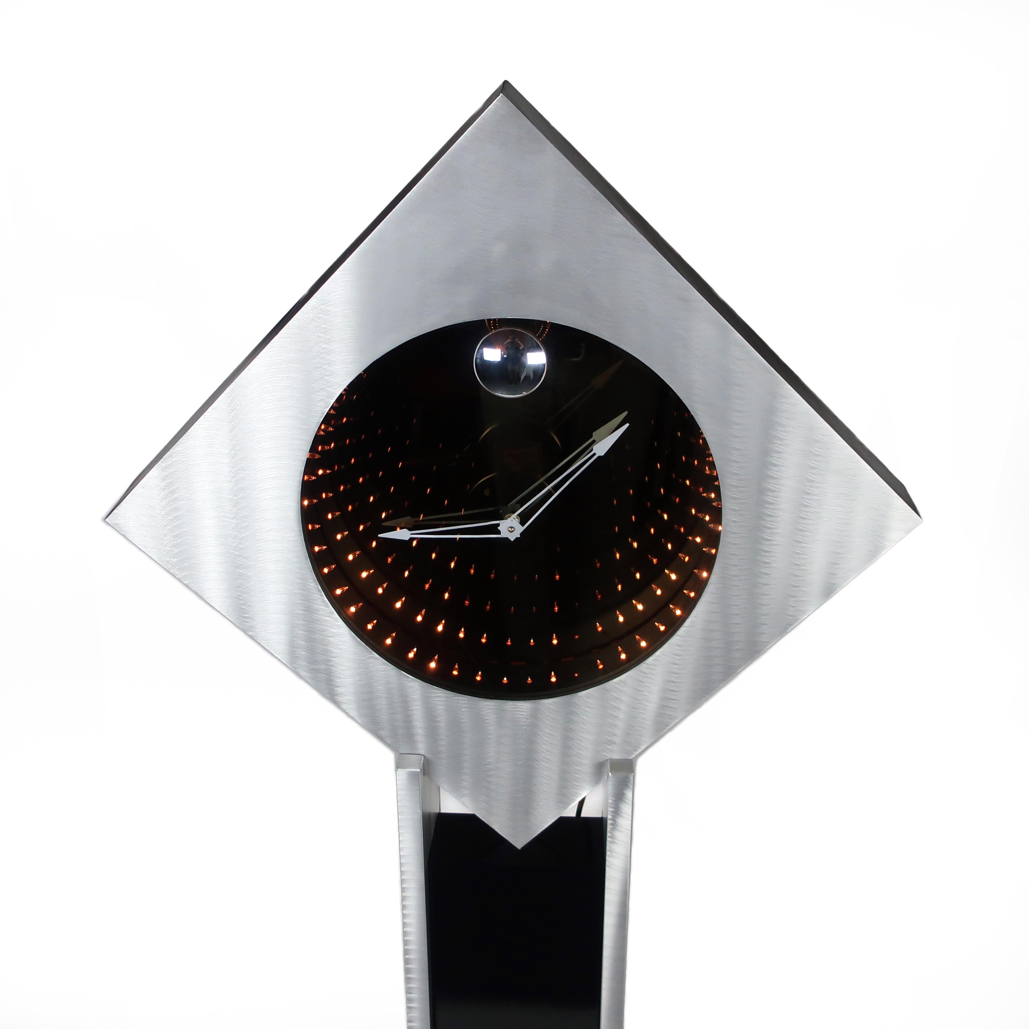 Post-Modern Brushed Aluminum Infinity Clock with Stand