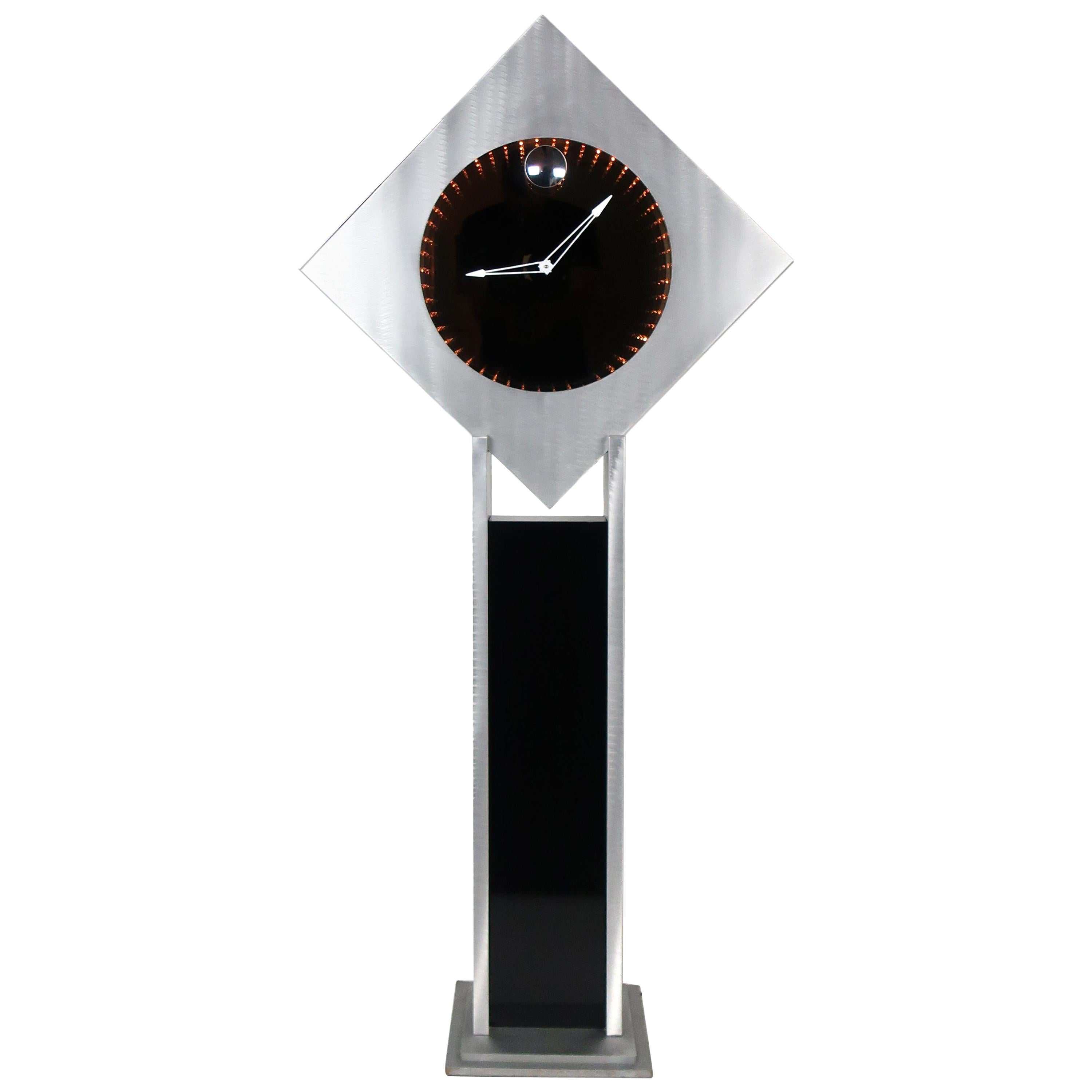 Brushed Aluminum Infinity Clock with Stand