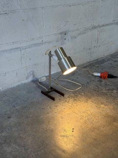 Brushed Aluminum Spot Desk Lamp with H-Base Adjustable Shade Vintage 1970s